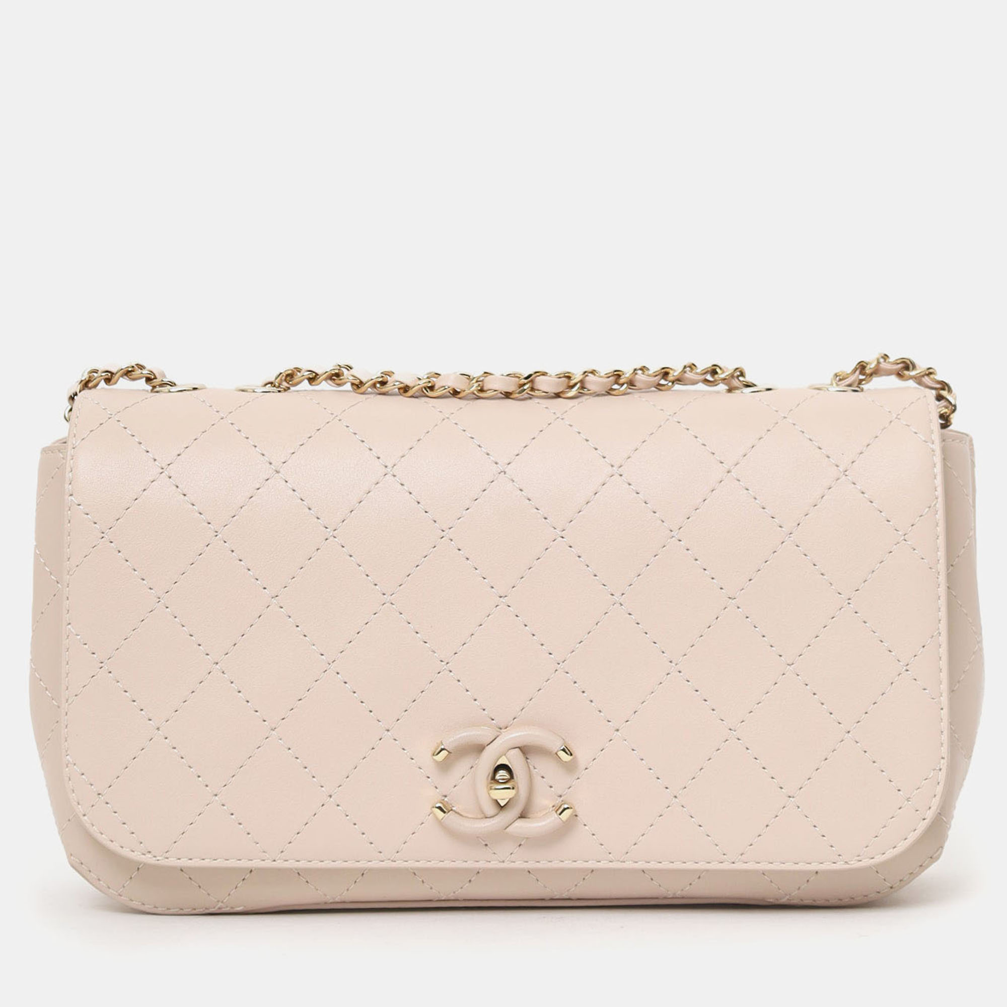

Chanel 2019 Cream Leather Quilted Flat Bag
