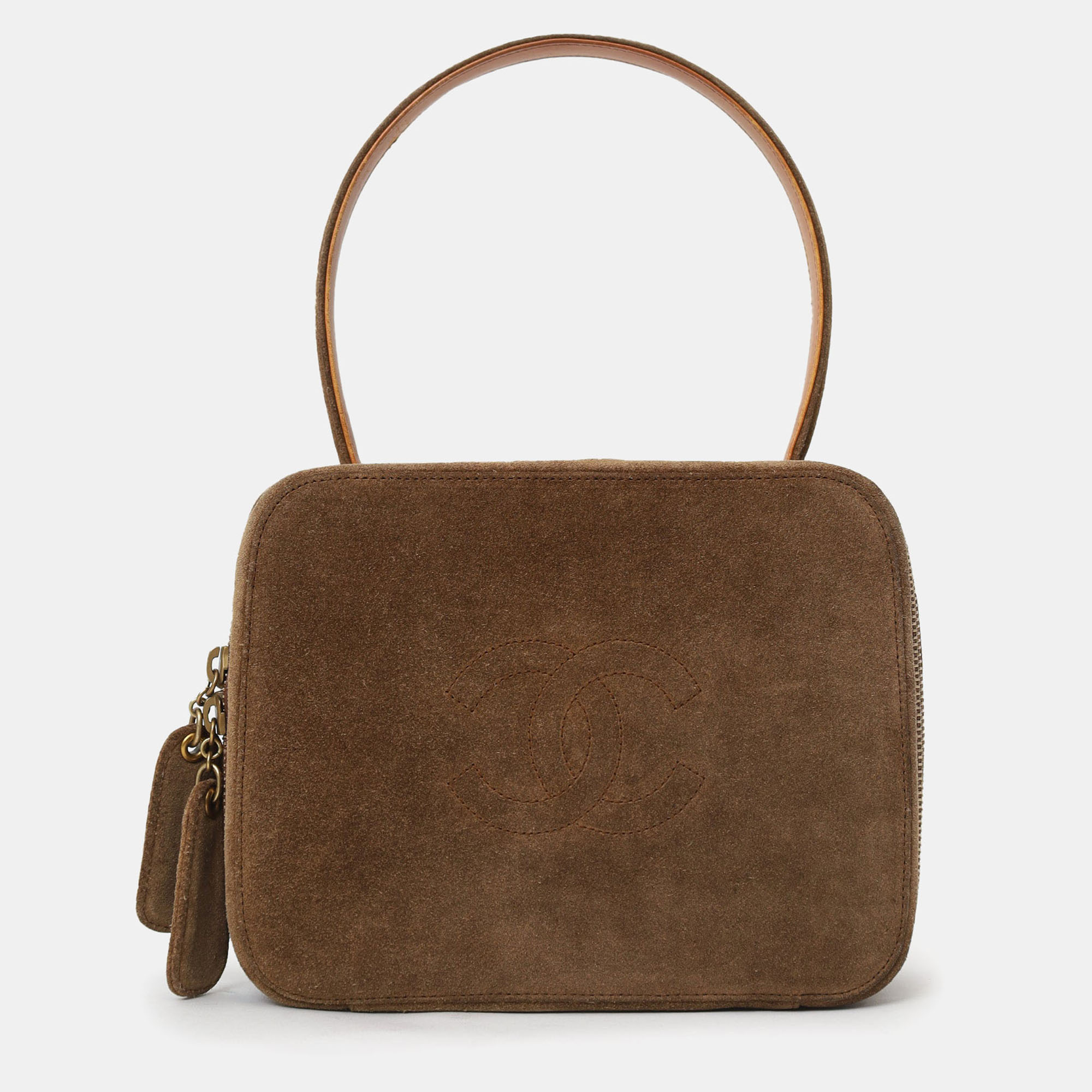 

Chanel 1997-99 Brown Suede Vanity Top Handle Bag