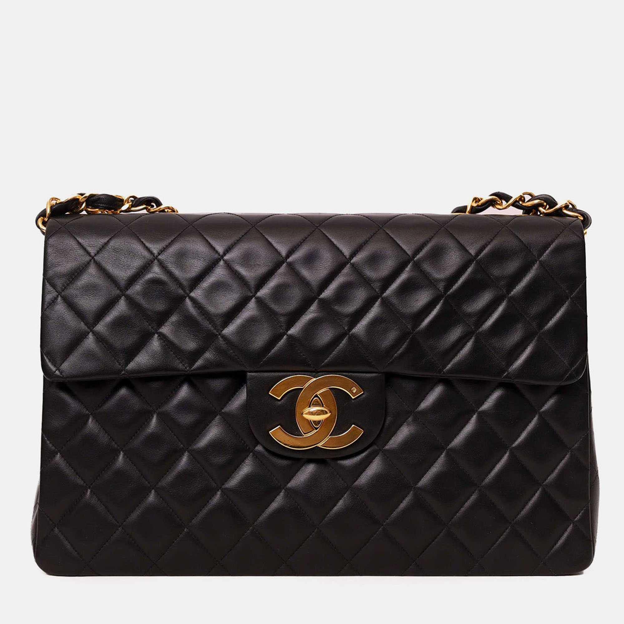 

Chanel 1994-96 Black Quilted Lambskin Jumbo  Maxi Flap Bag