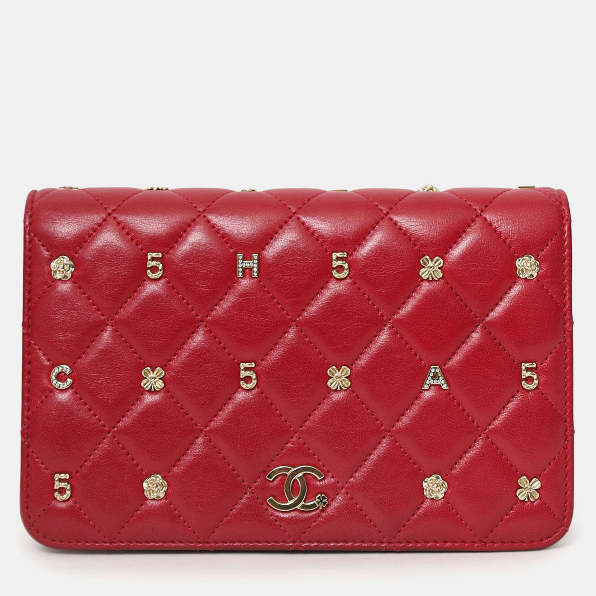 

Chanel 2021 Red Quilted Lambskin Leather All About Chanel Wallet on Chain