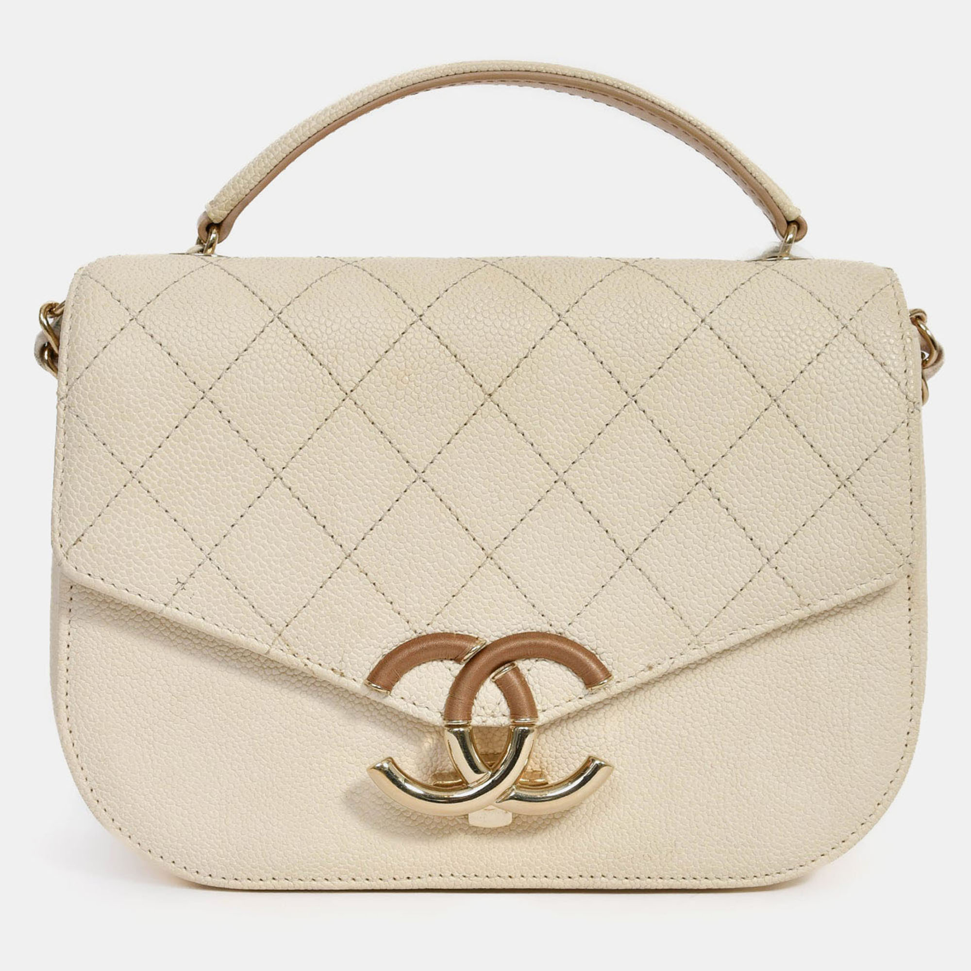 

Chanel 2018 Paris-Cuba Beige Caviar Leather Thread Around Flap Bag
