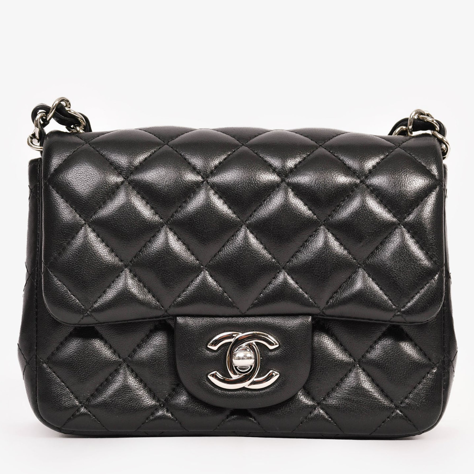 

Chanel 2019 Black Lambskin Mini Square Flap Crossbody SHW