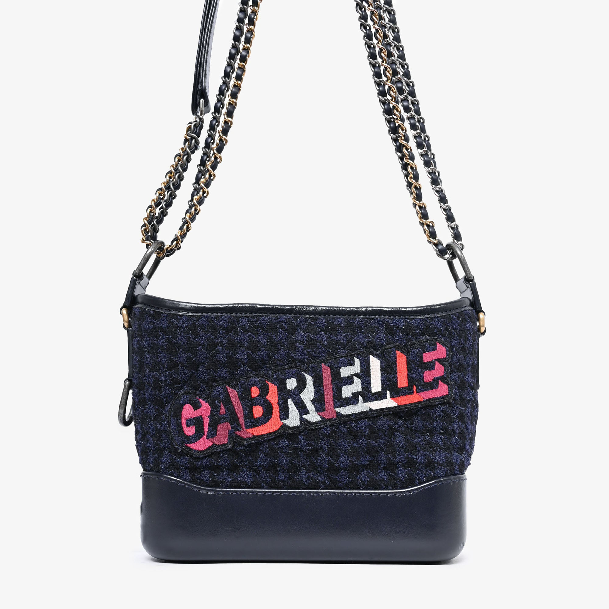 

Chanel 2017 Black Leather/Navy Tweed Small Gabrielle Shoulder Bag