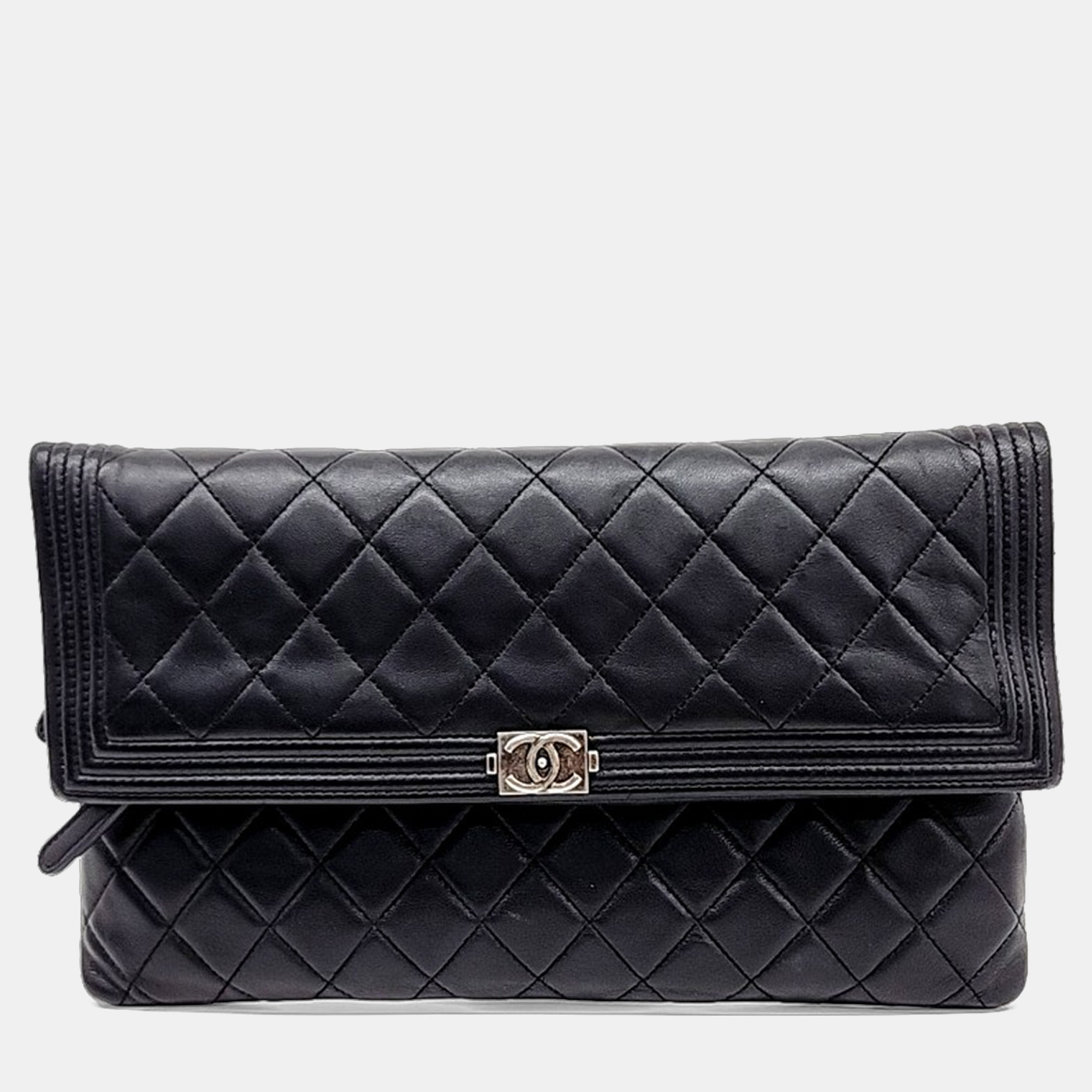 

Chanel Black Leather Boy Flap Clutch