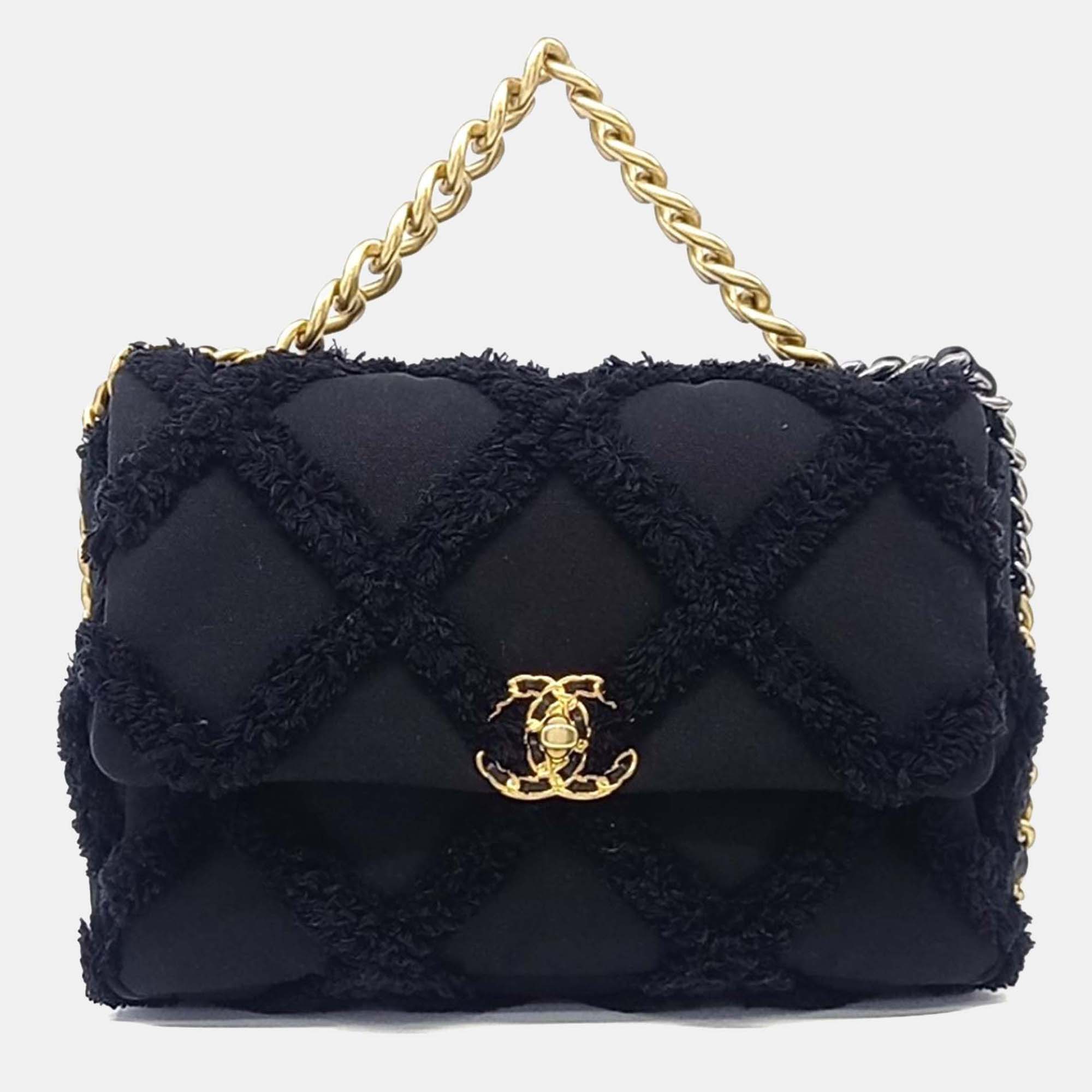 

Chanel Black Canvas Fabric 19 Flap Bag Large