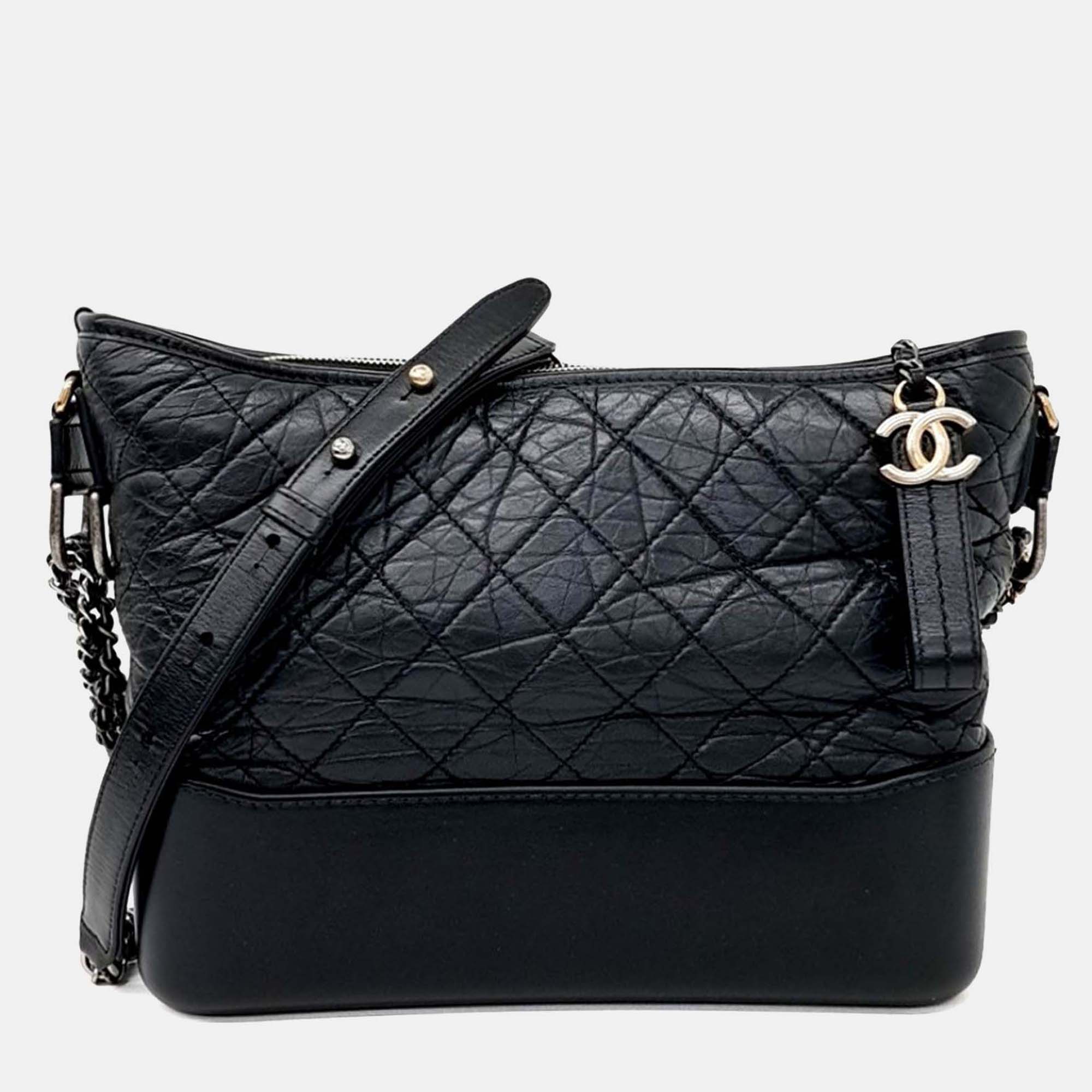 

Chanel Black Leather Gabrielle Hobo Bag Medium