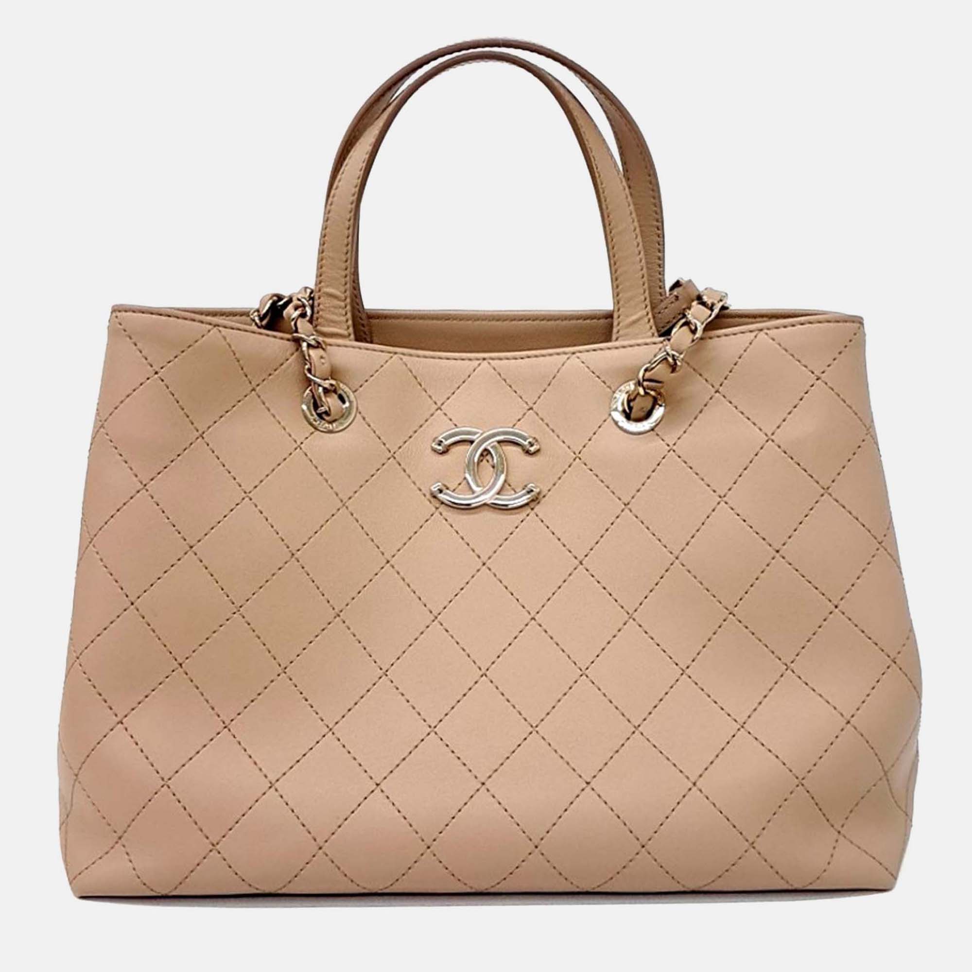 

Chanel Beige Leather Tote And Shoulder Bag