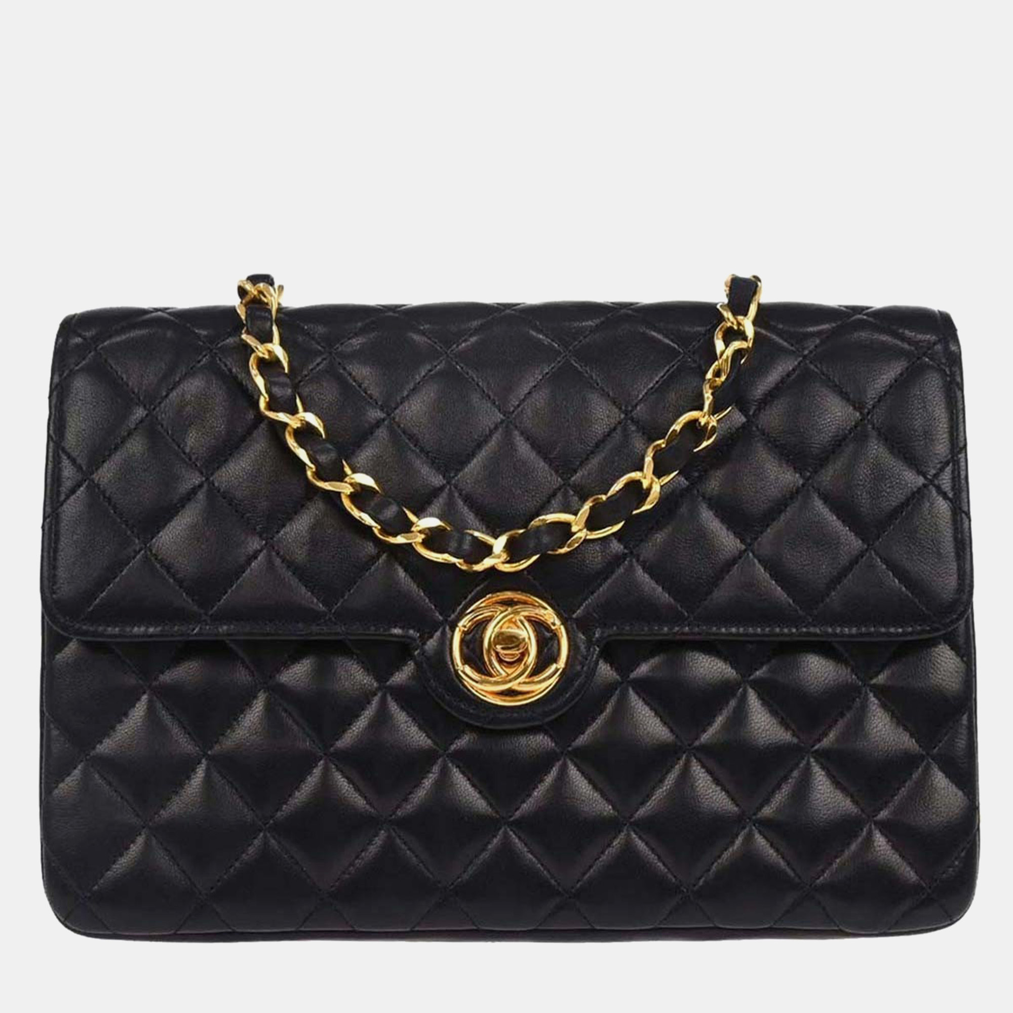 

Chanel Navy Lambskin Shoulder Bag, Navy blue