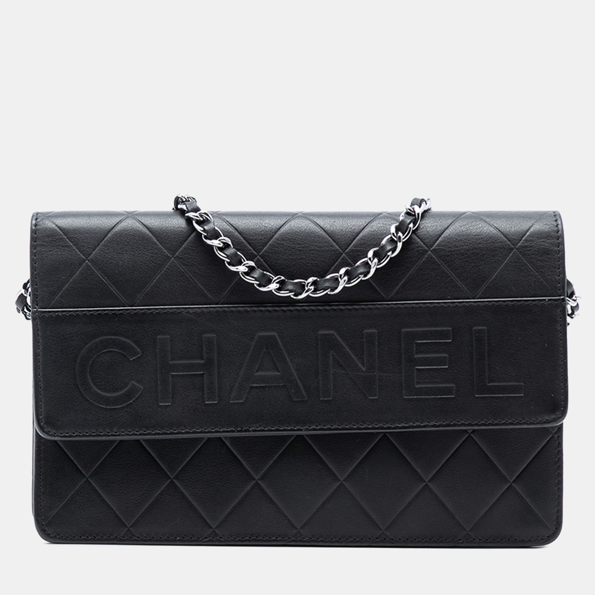 

Chanel Black Quilted Lambskin Embossed LAX Wallet On Chain