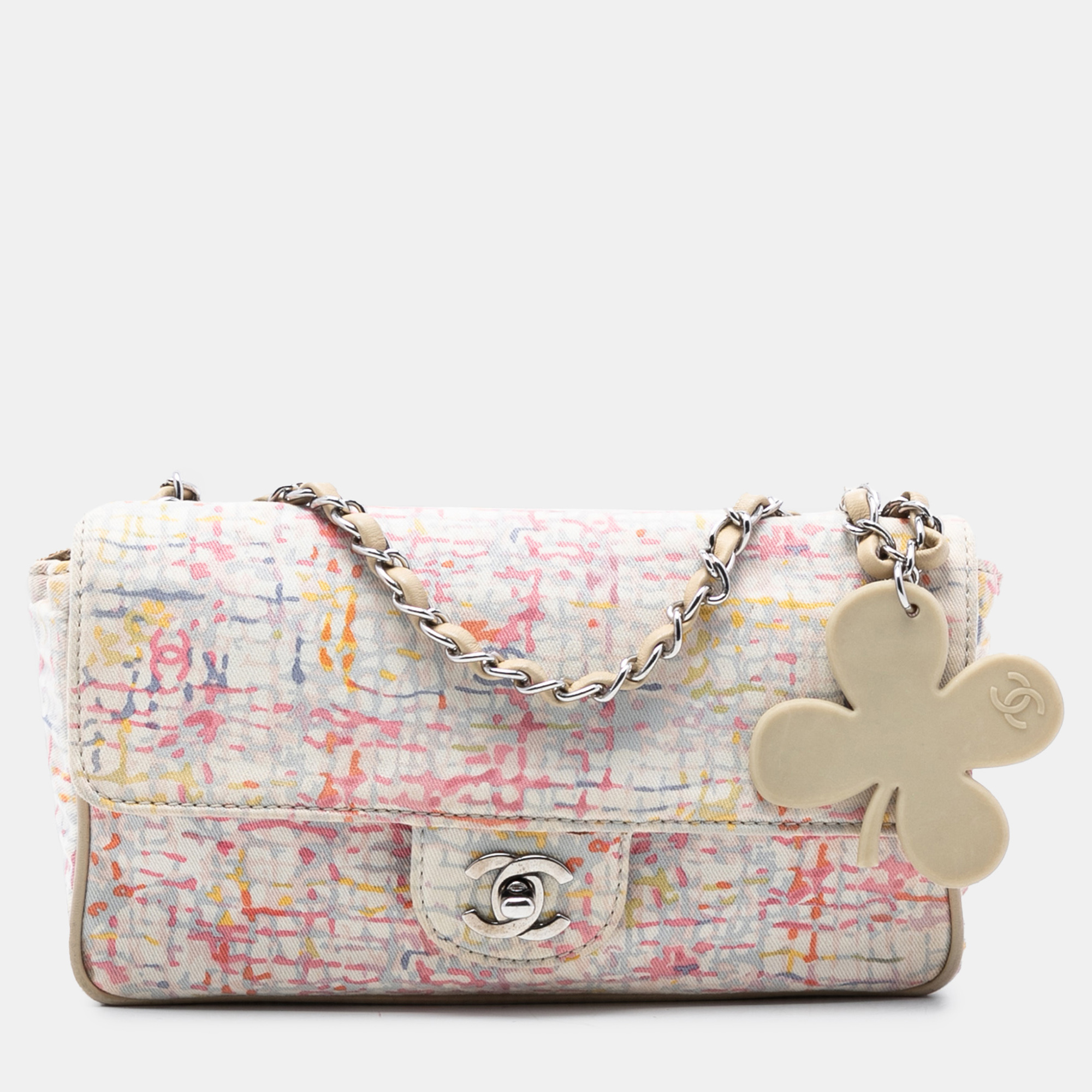 

Chanel Pink Small Printed Canvas Watercolor Clover Flap