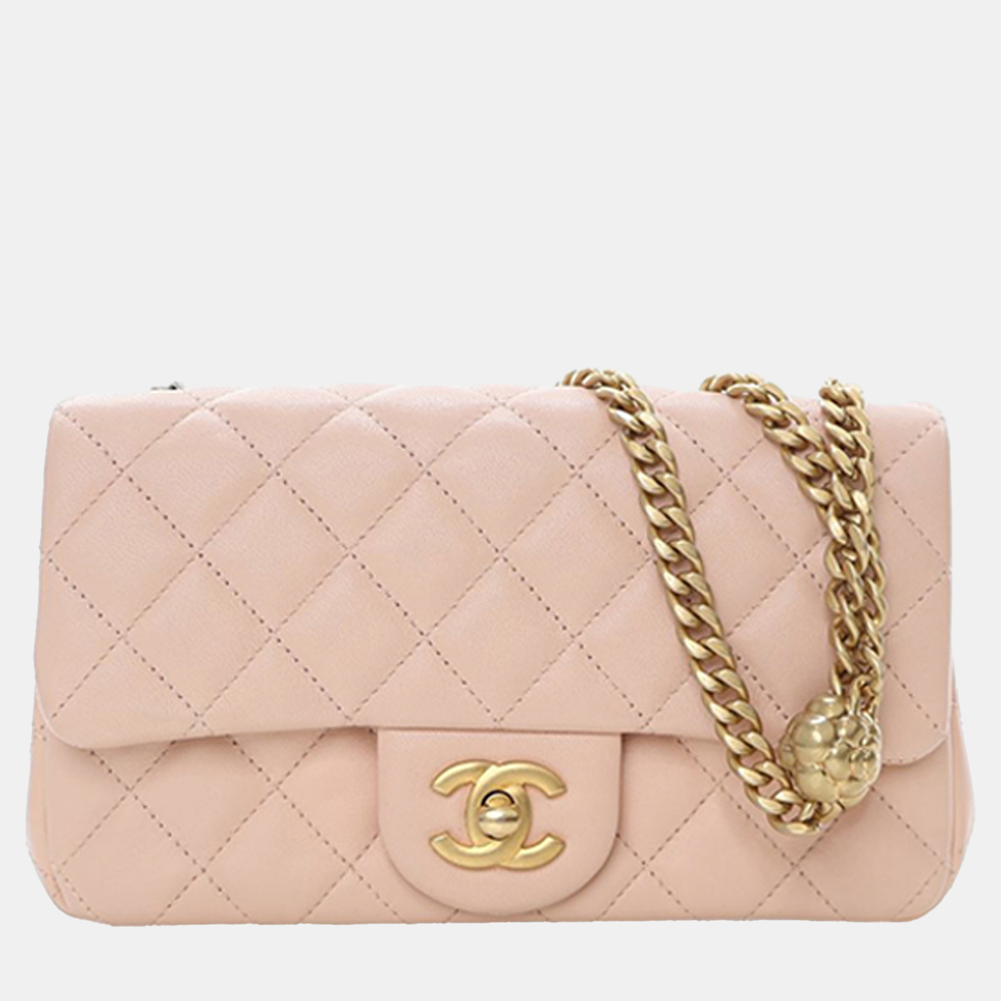 

Chanel Pink Mini Rectangular Classic Lambskin Sweet Camellia Flap