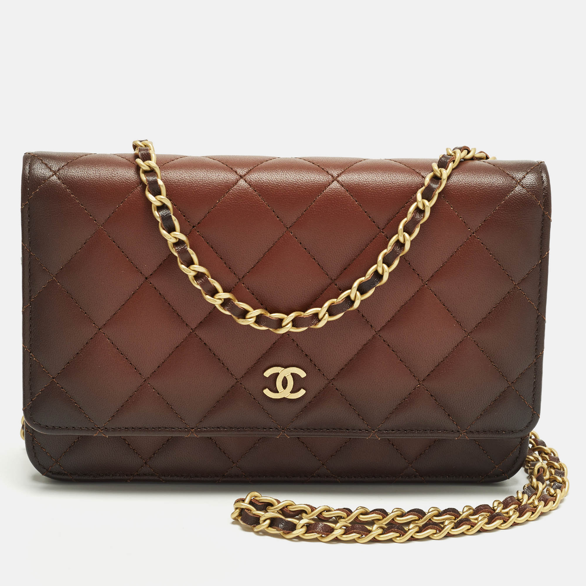 

Chanel Classic Brown Ombre Quilted Leather Wallet On Chain