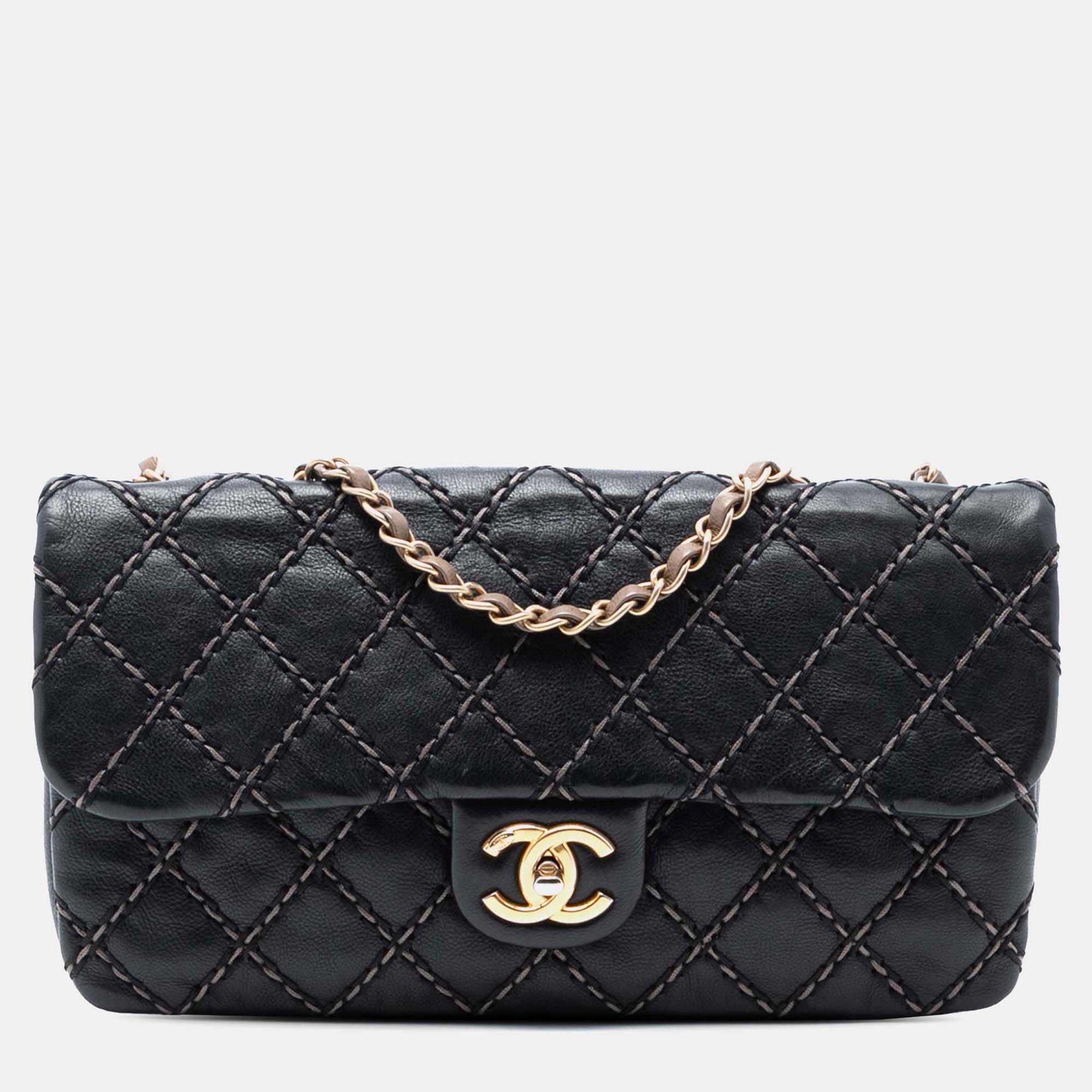 

Chanel Black Brown Paris Dallas Quilted Calfskin Chic Stitch Flap