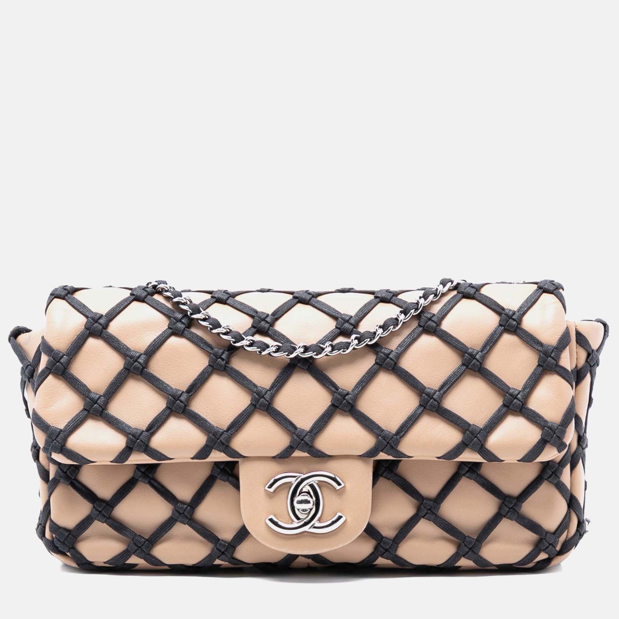 

Chanel Brown Small Calfskin Canebiers Net Flap