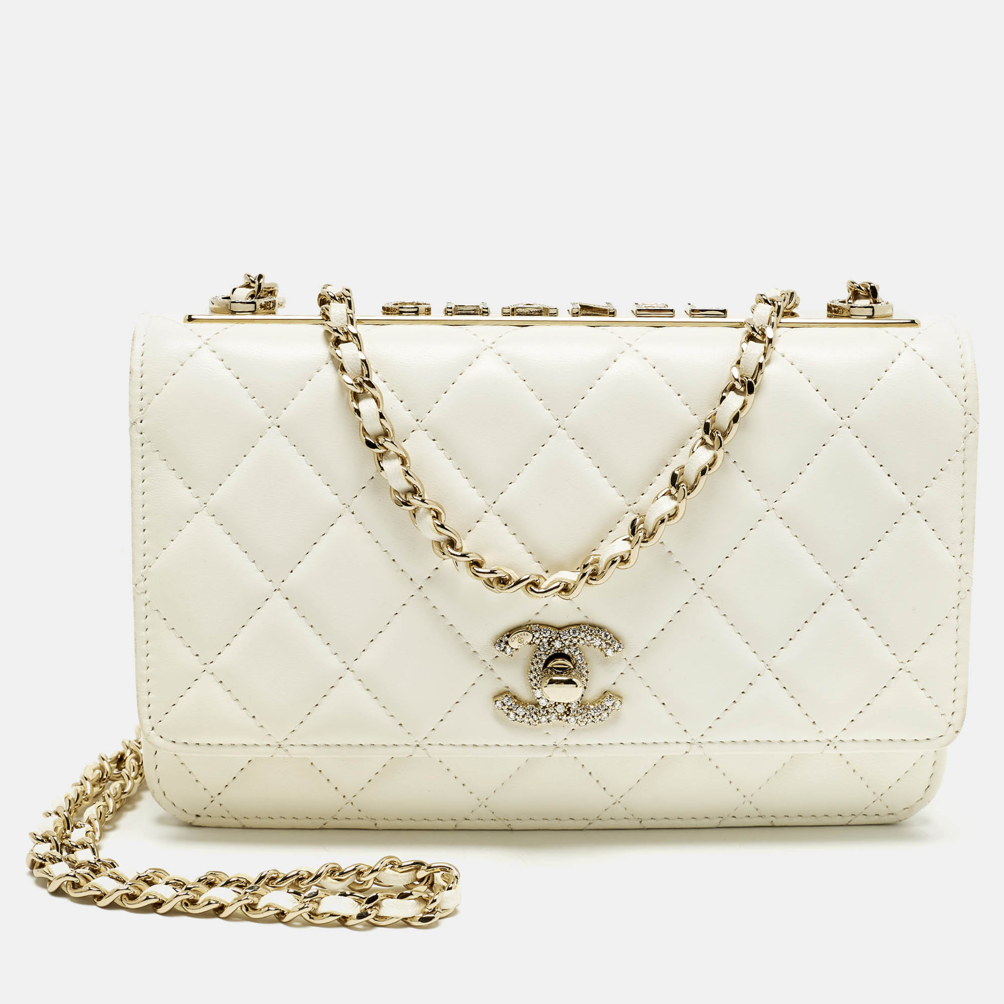 

Chanel Trendy CC Off White Quilted Leather Wallet On Chain