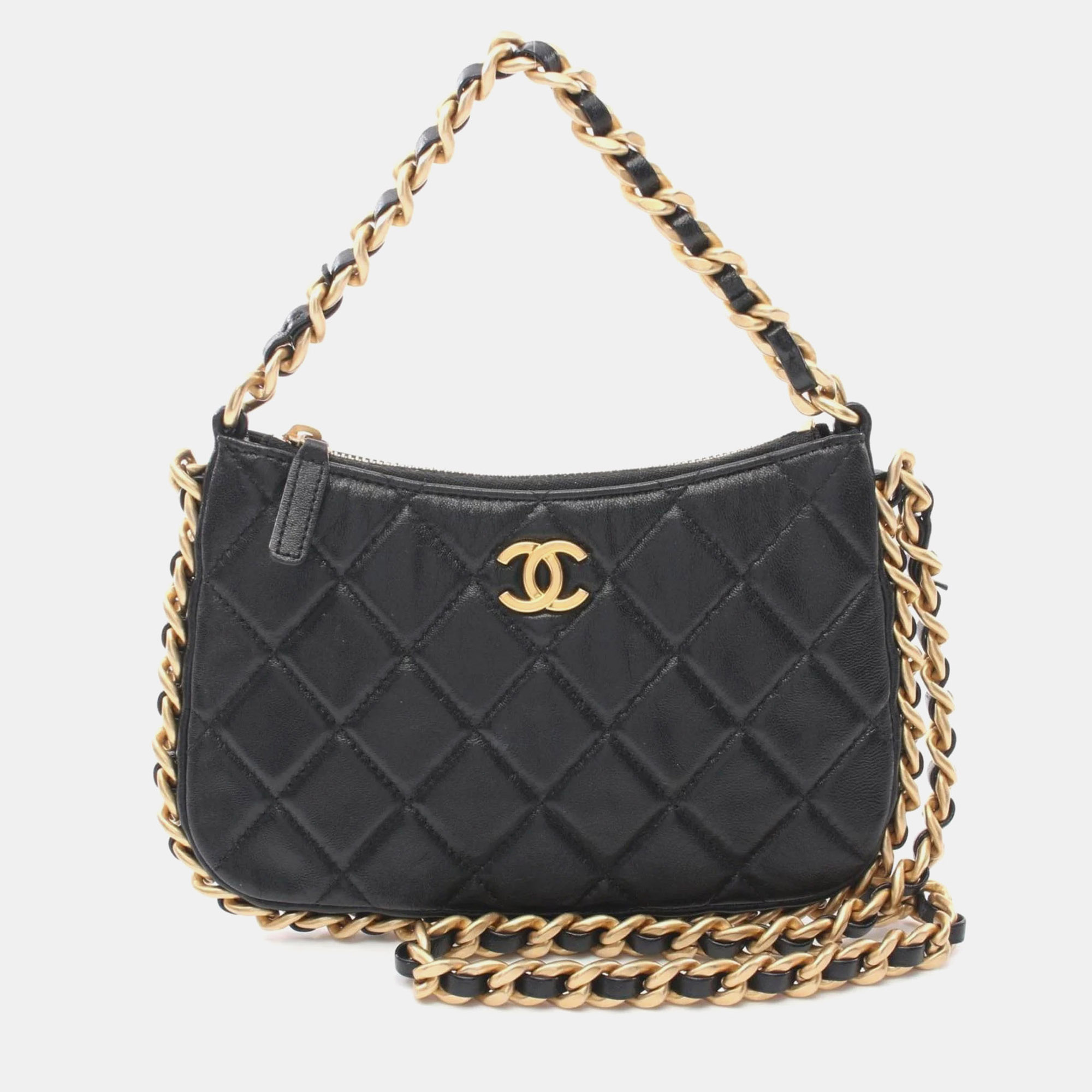 

Chanel Matelasse Black Lambskin Leather Shoulder Bag