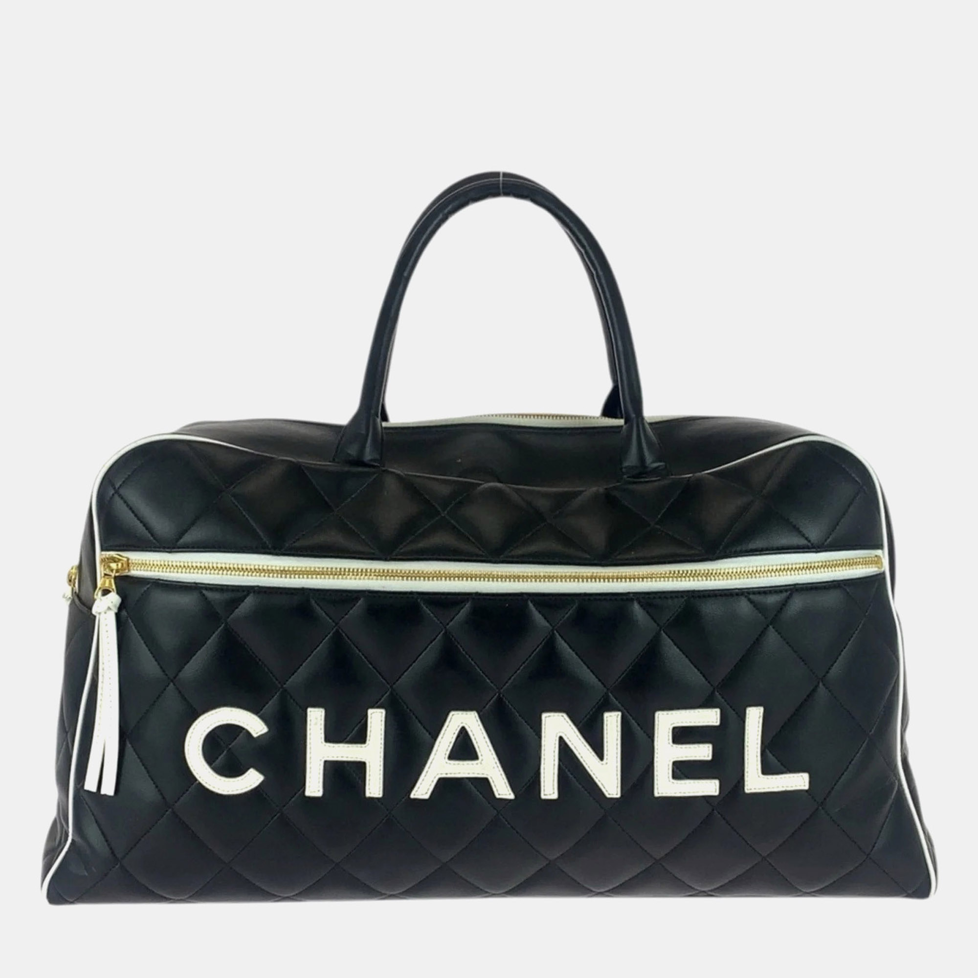 

Chanel Vintage Matelasse Black Leather Boston Bag
