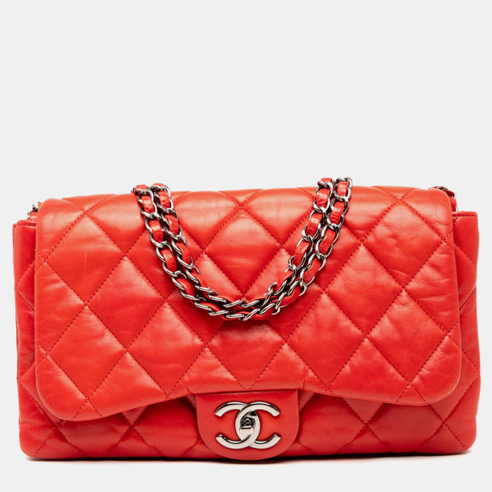 

Chanel Matelasse Coco Mark Chain Shoulder Bag In Red Lambskin