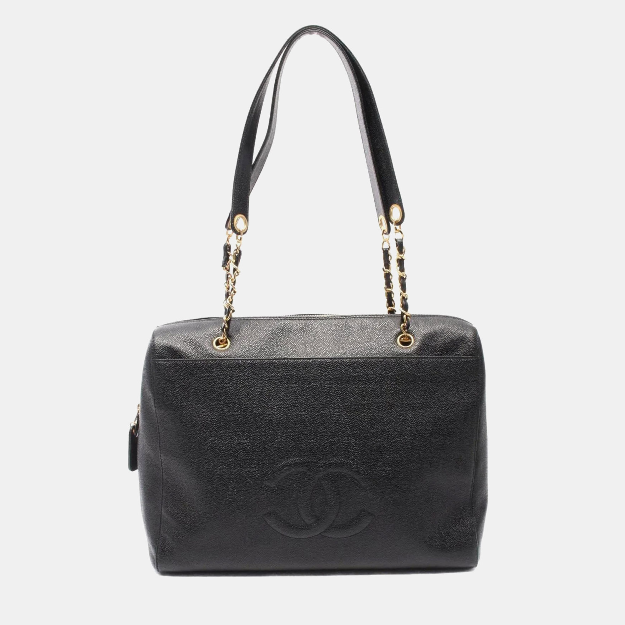 

Chanel Coco Mark Shoulder Bag In Caviar Grained Calfskin Black