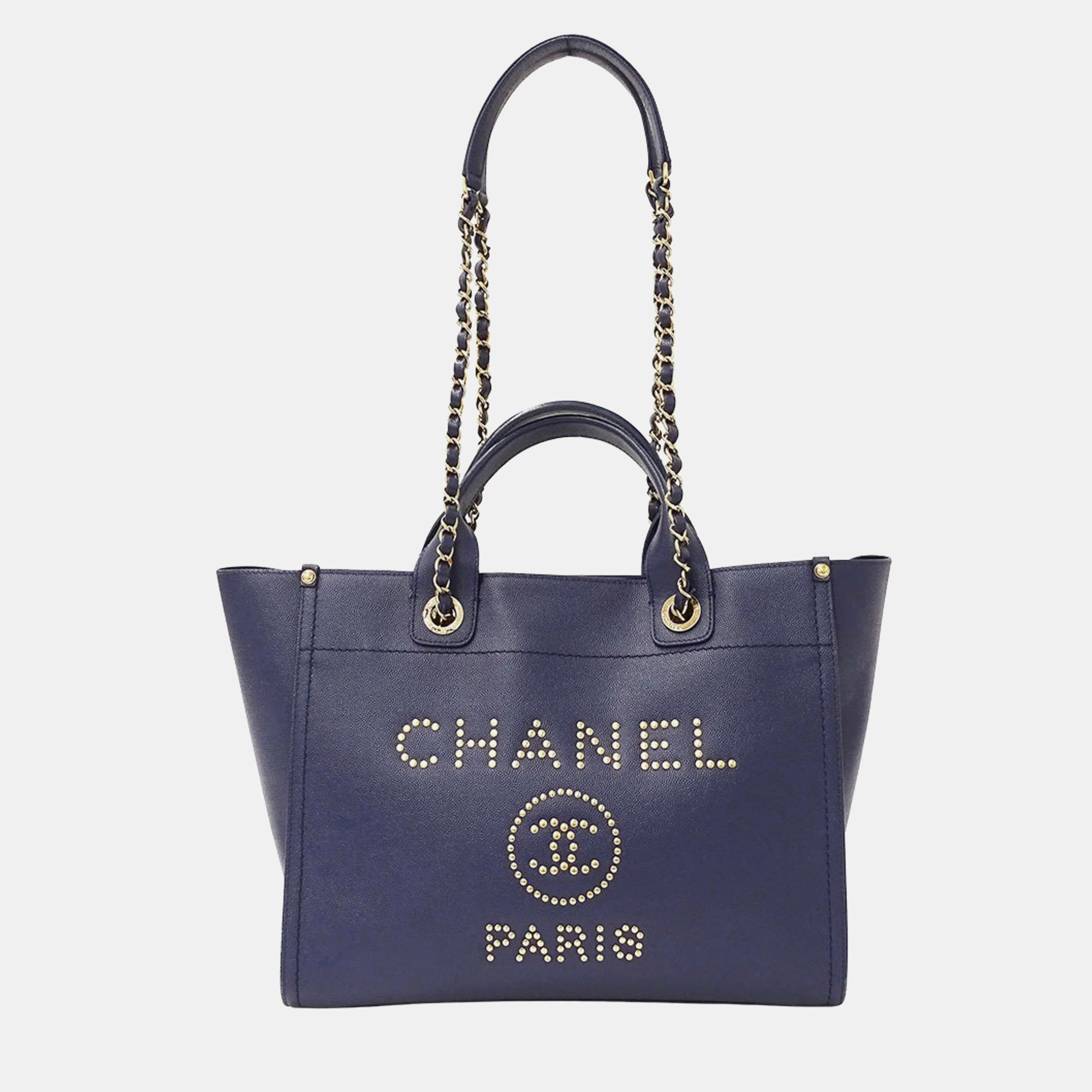 

Chanel Handbag/Shoulder Bag 2-Way Caviar Skin Deauville Navy Blue