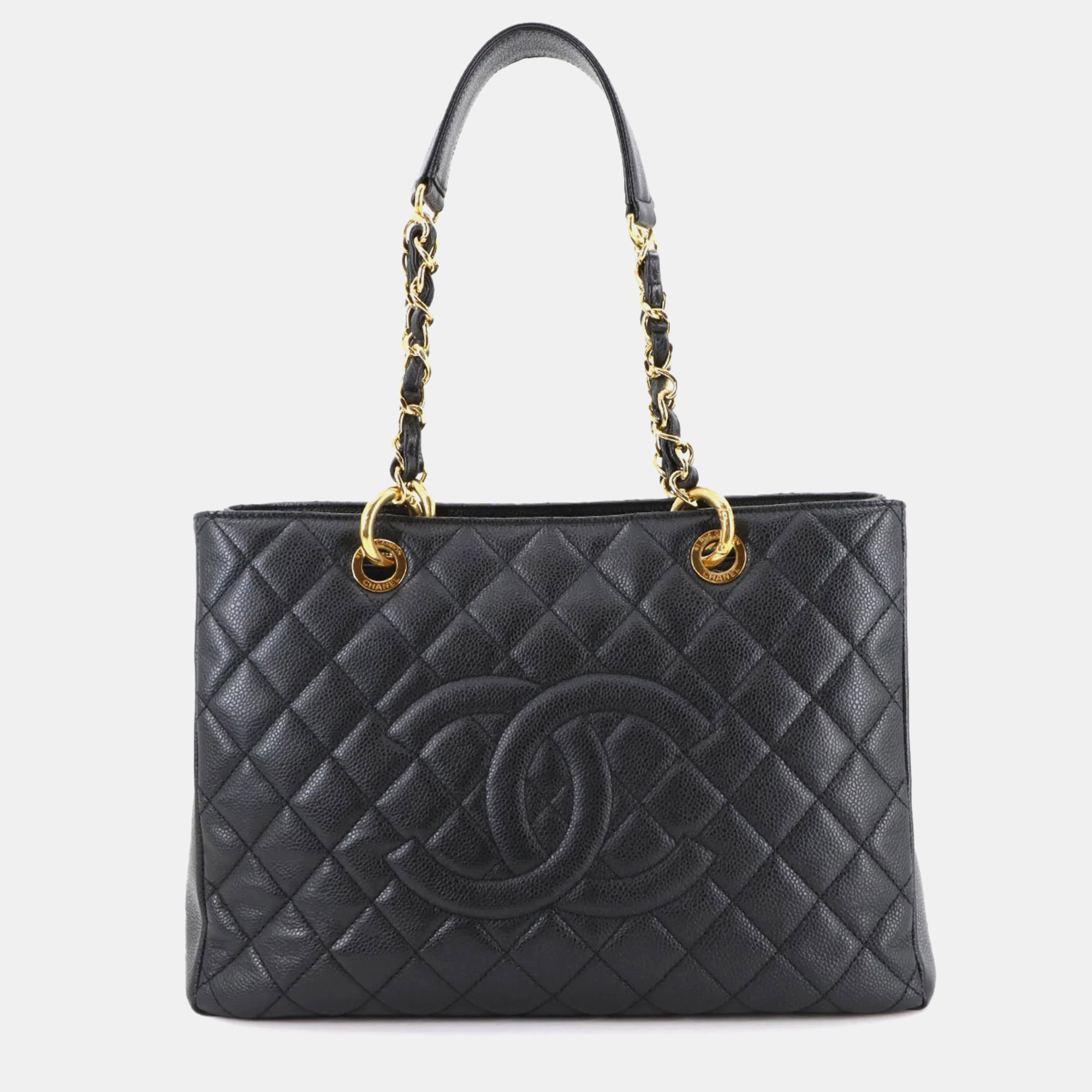 

Chanel Grand Shopping Tote Matelasse Black Caviar Leather Bag