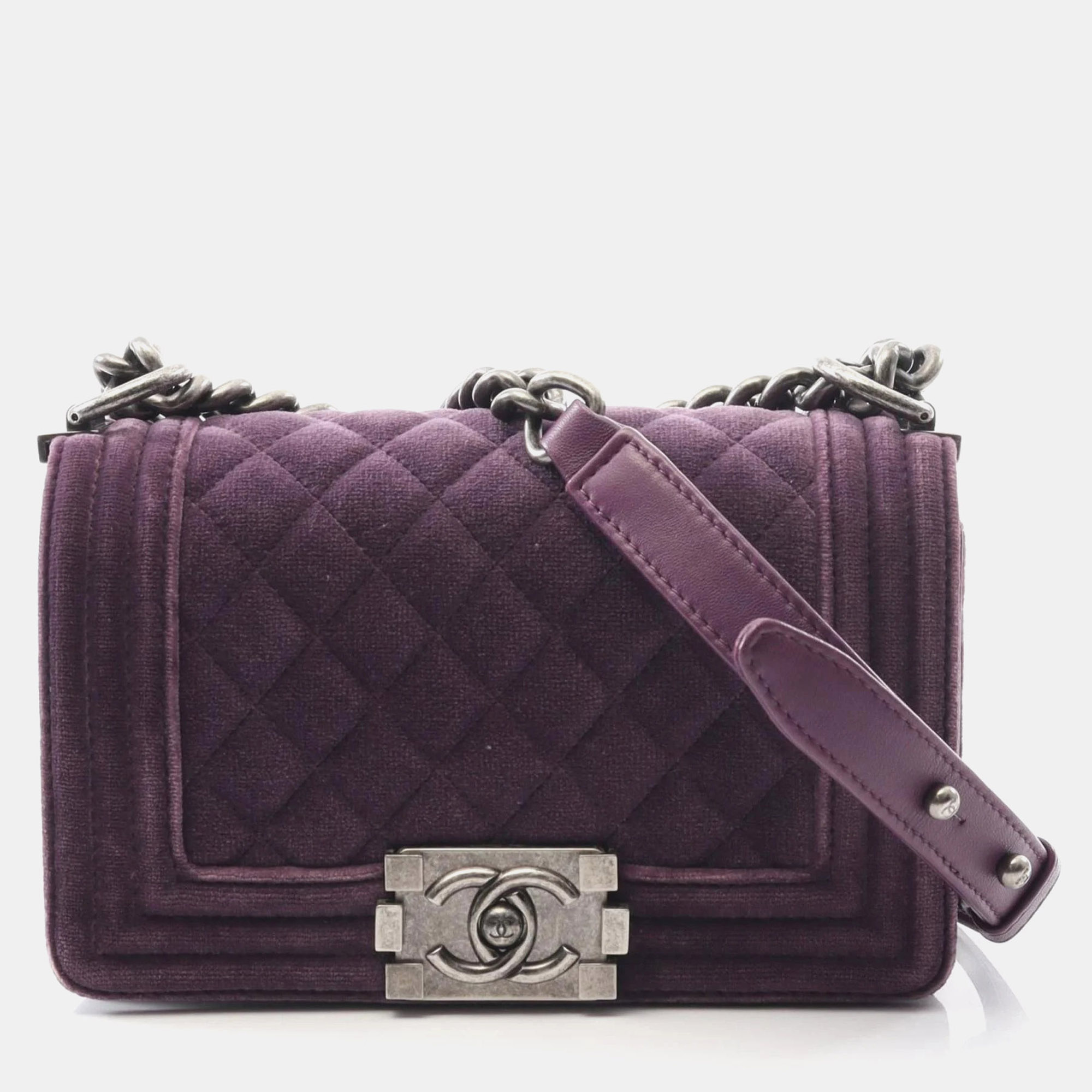 

Chanel Boy Chanel Small Shoulder Bag Fabric And Leather Purple
