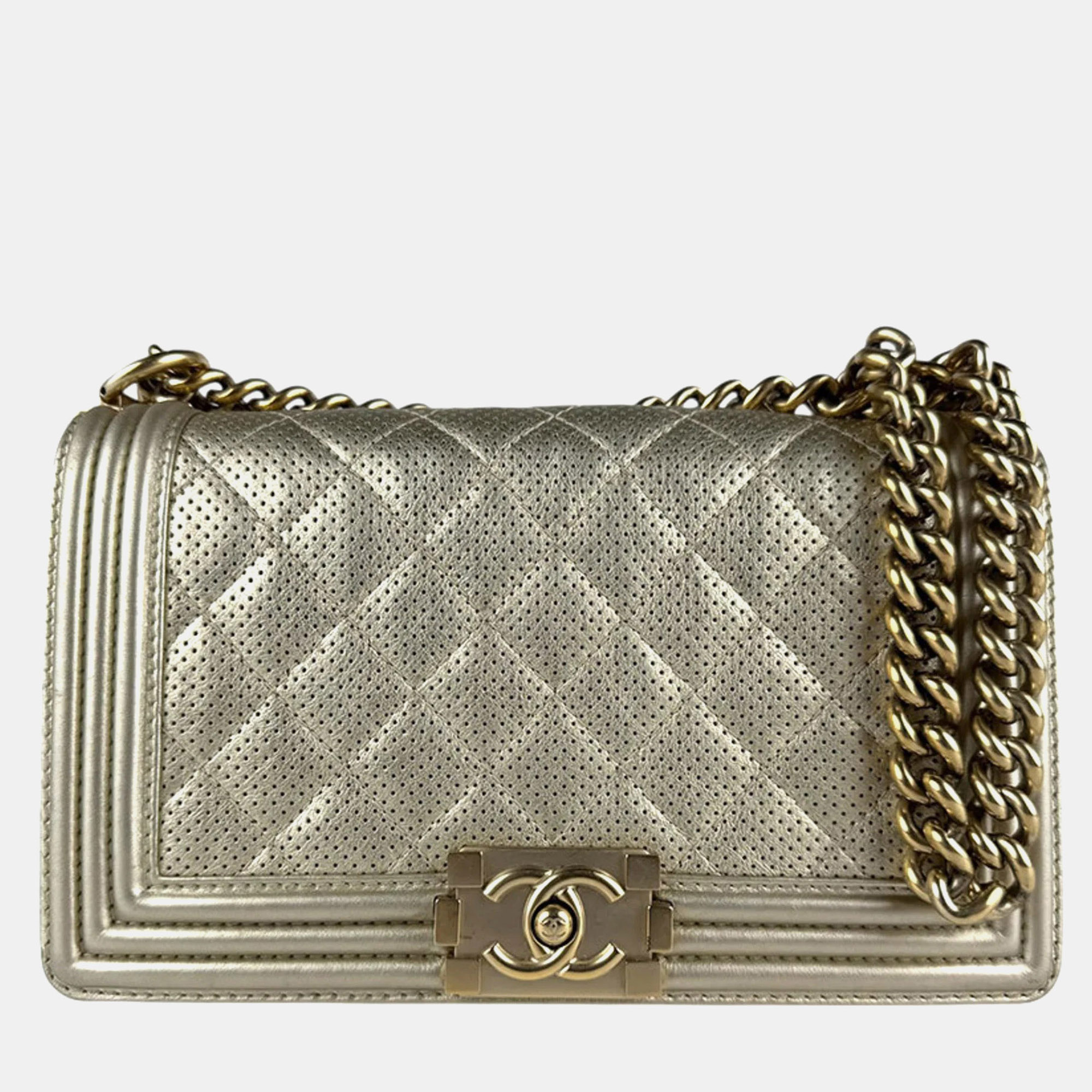 

Chanel Boy Chanel Shoulder Bag Leather Metal Gold