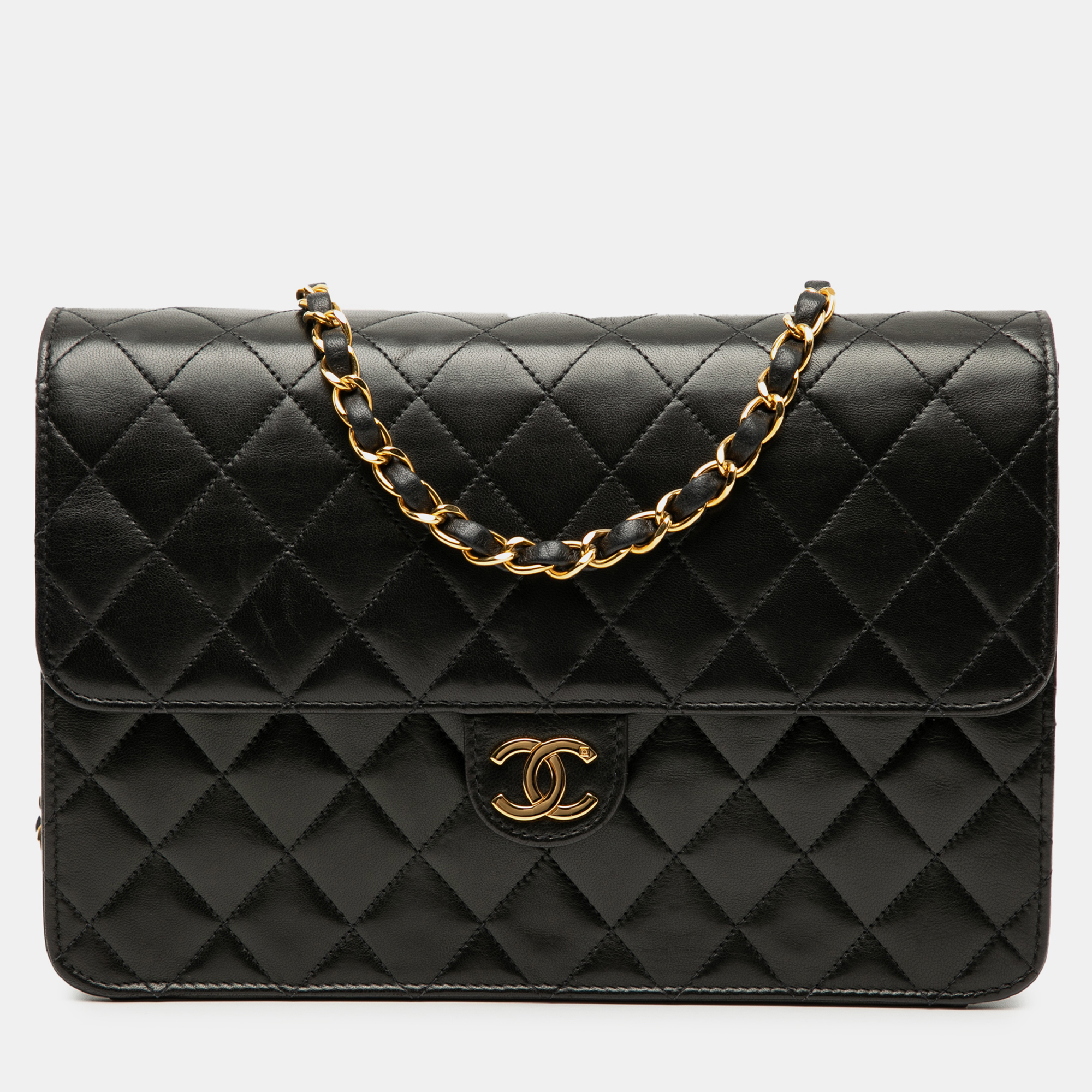 

Chanel Black Medium CC Quilted Lambskin Single Flap