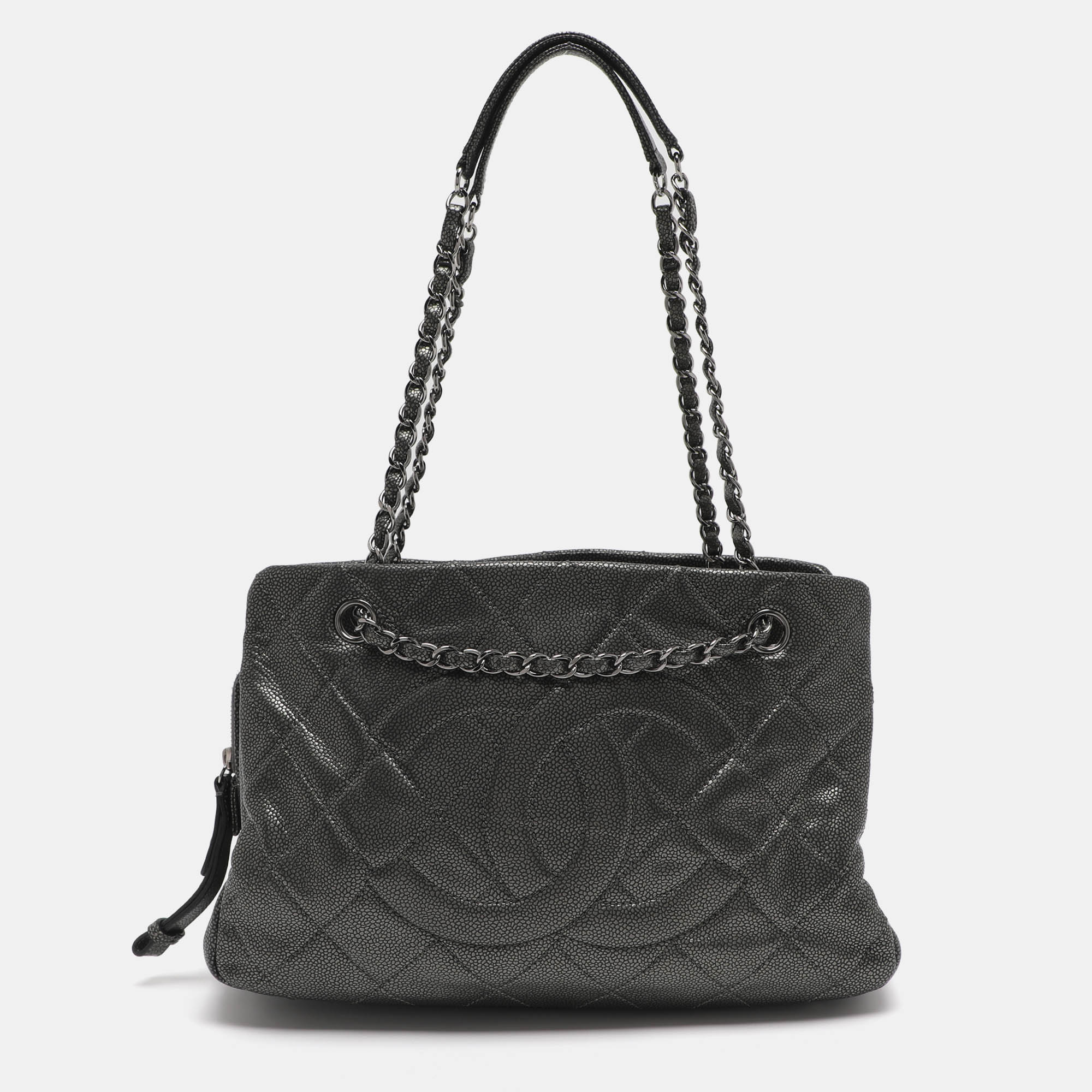 

Chanel CC Timeless Grey Soft Caviar Leather Tote
