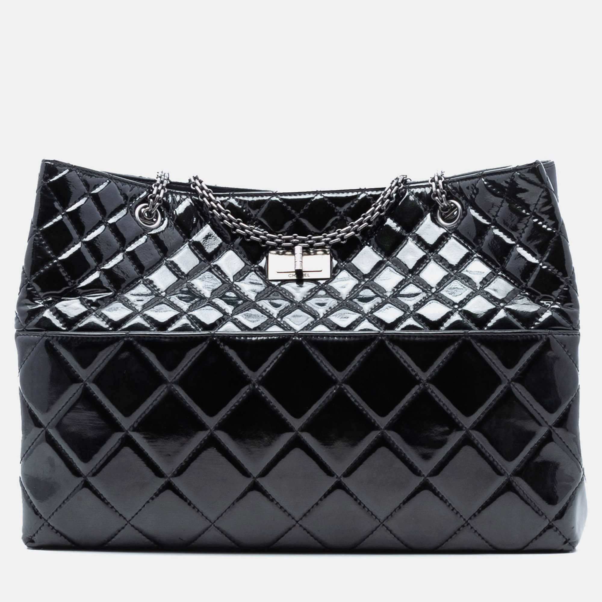 

Chanel Black Quilted Patent Reissue 2.55 Tote