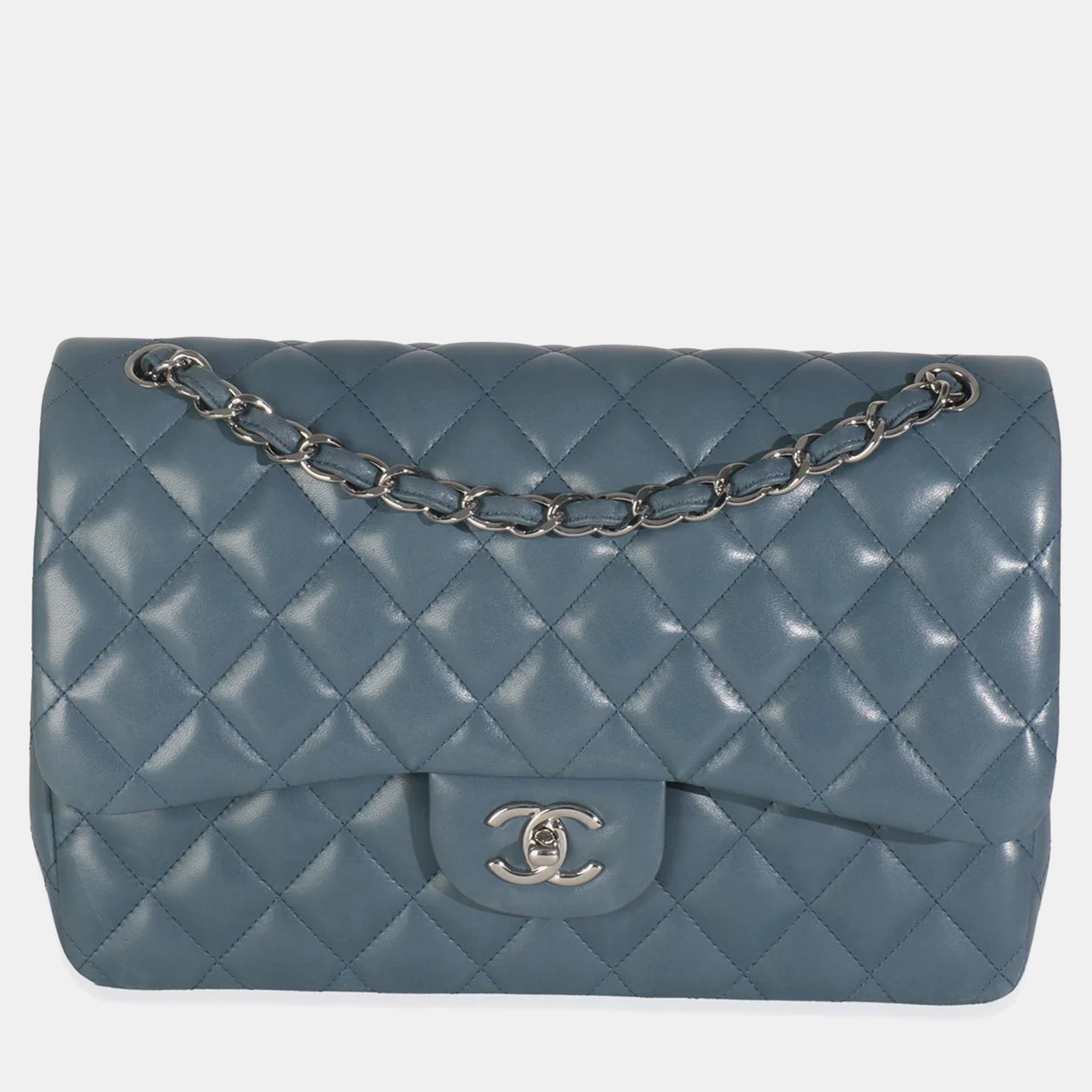 

Chanel Blue Quilted Lambskin Jumbo Double Flap Bag
