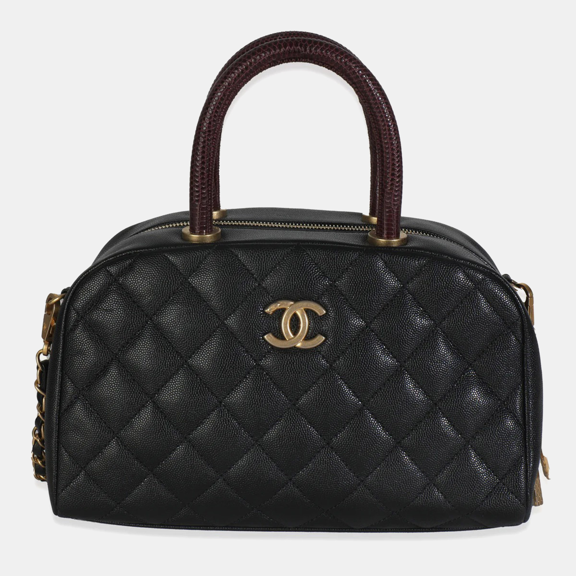 

Chanel Black Quilted Caviar Coco Top Handle Bowling Bag