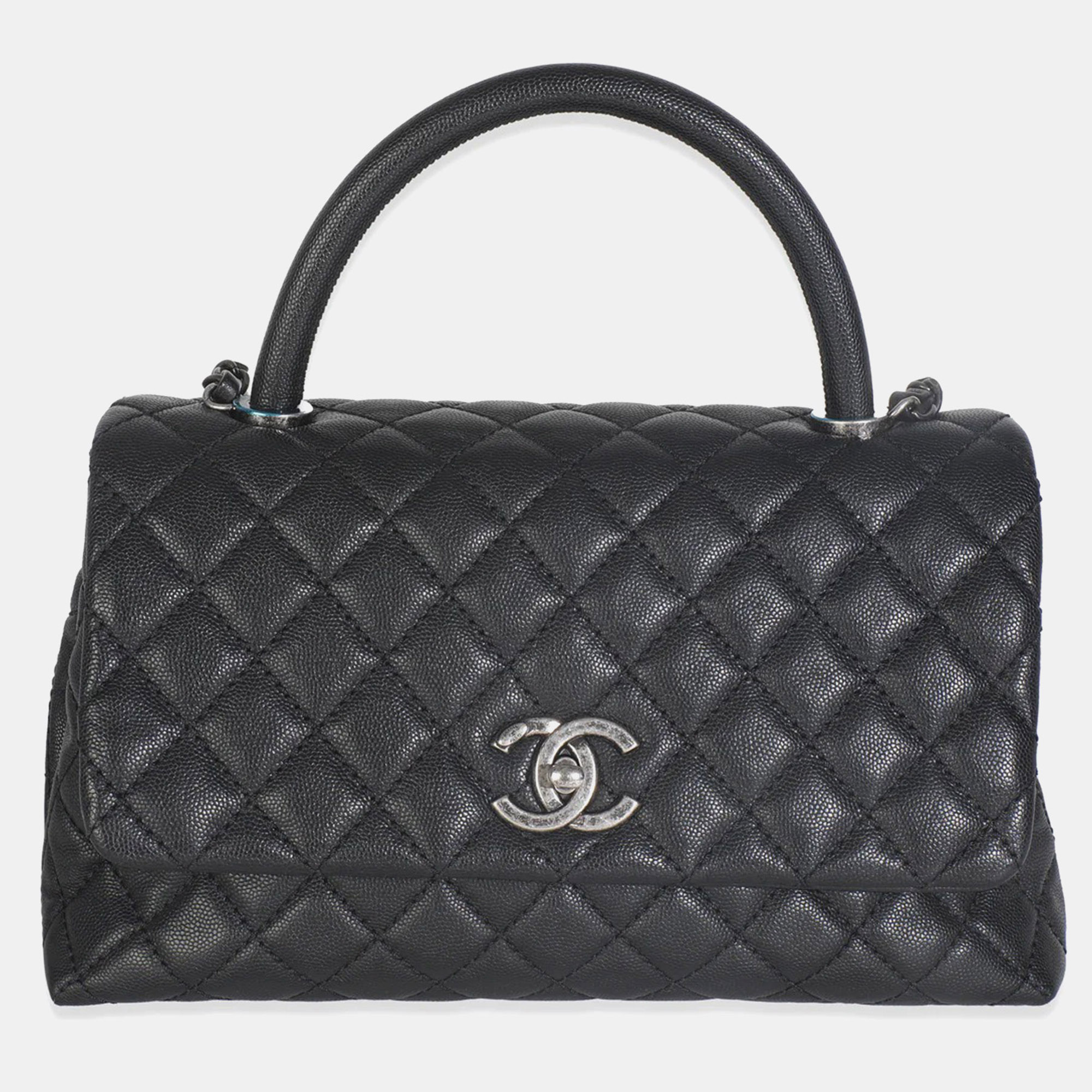 

Chanel Black Quilted Caviar Medium Coco Top Handle Handbag