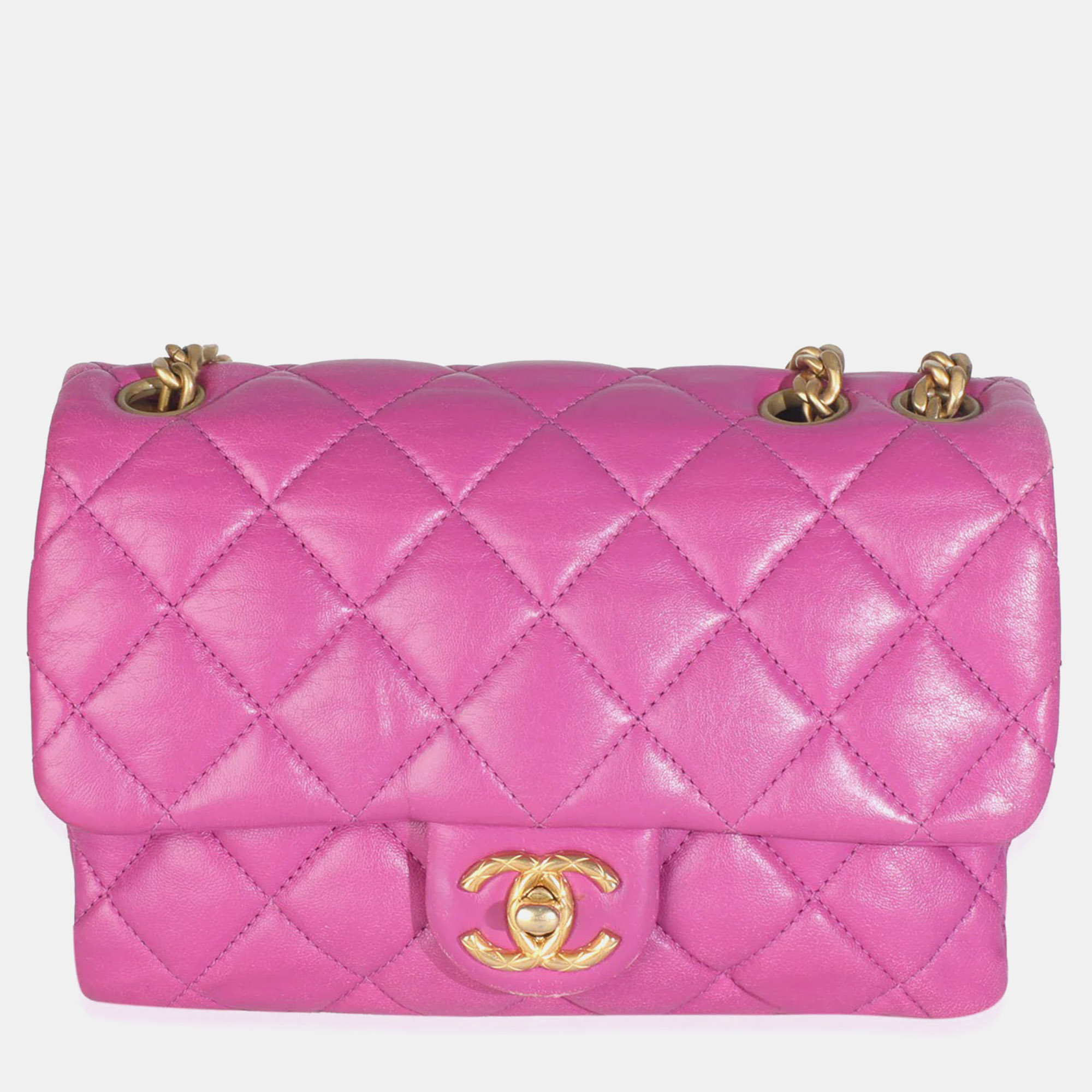 

Chanel Purple Shiny Aged Quilted Calfskin Small Pillow Crush Flap Bag