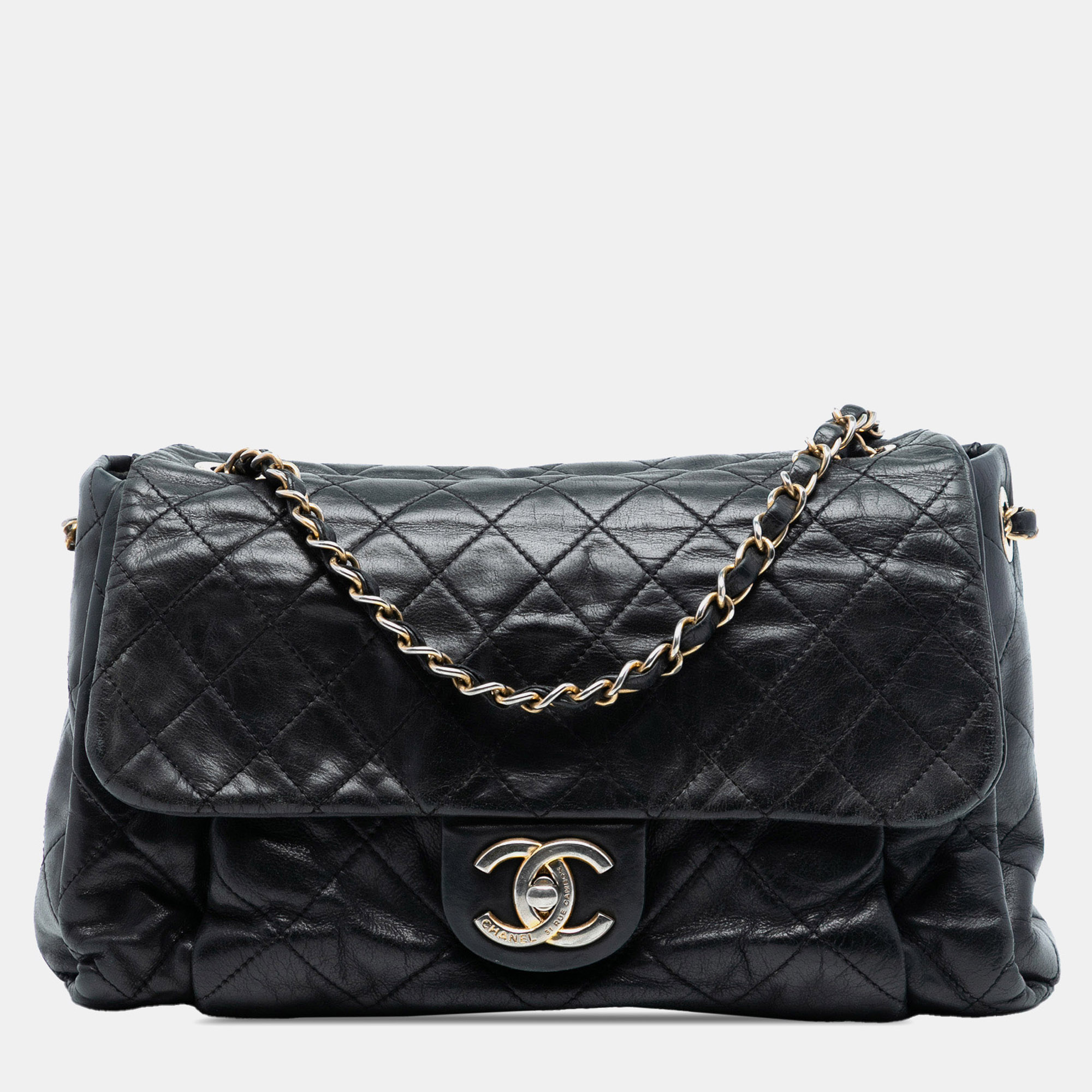 

Chanel Black Large Aged Calfskin Chic Quilt Flap