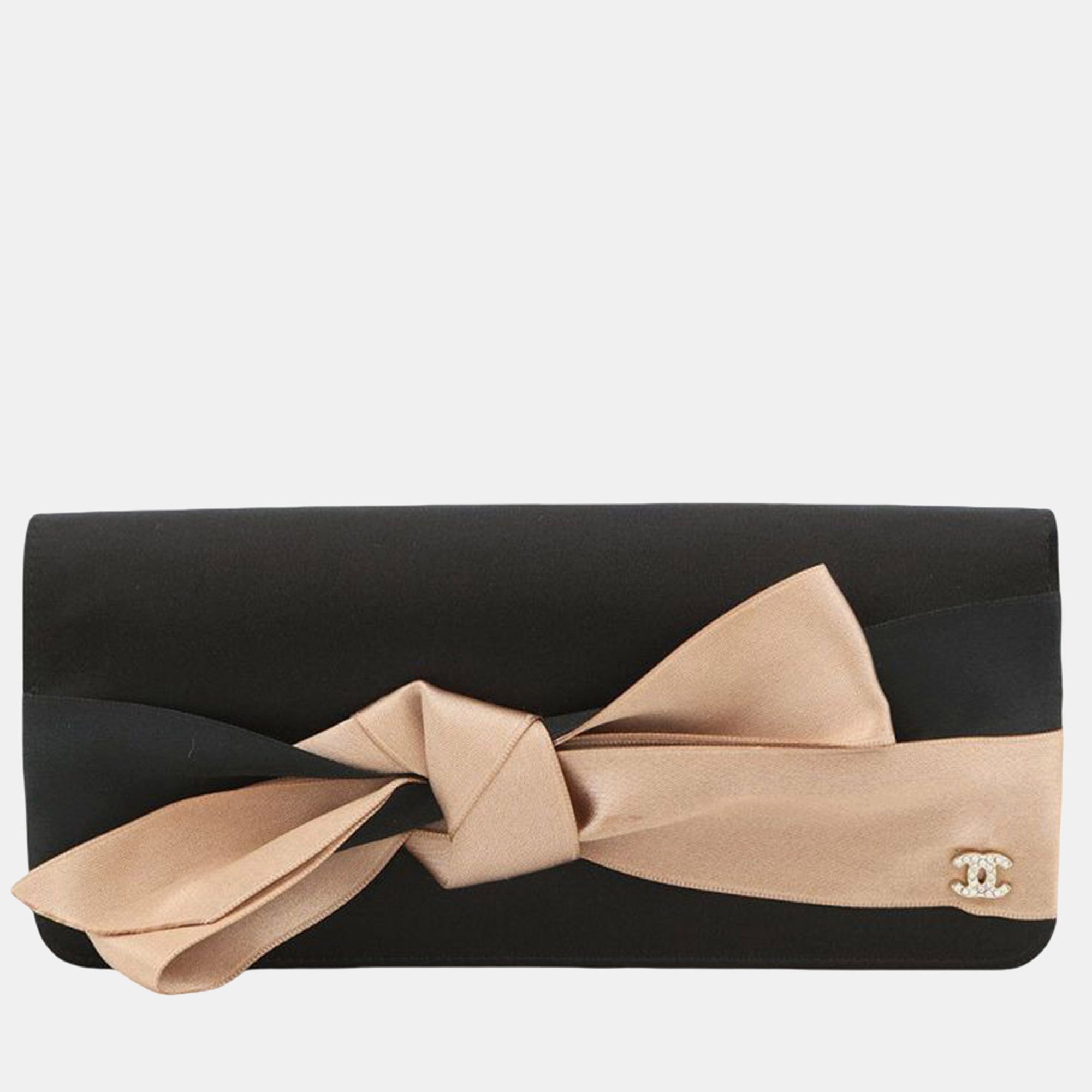 

Chanel Black Satin Bow Flap Clutch