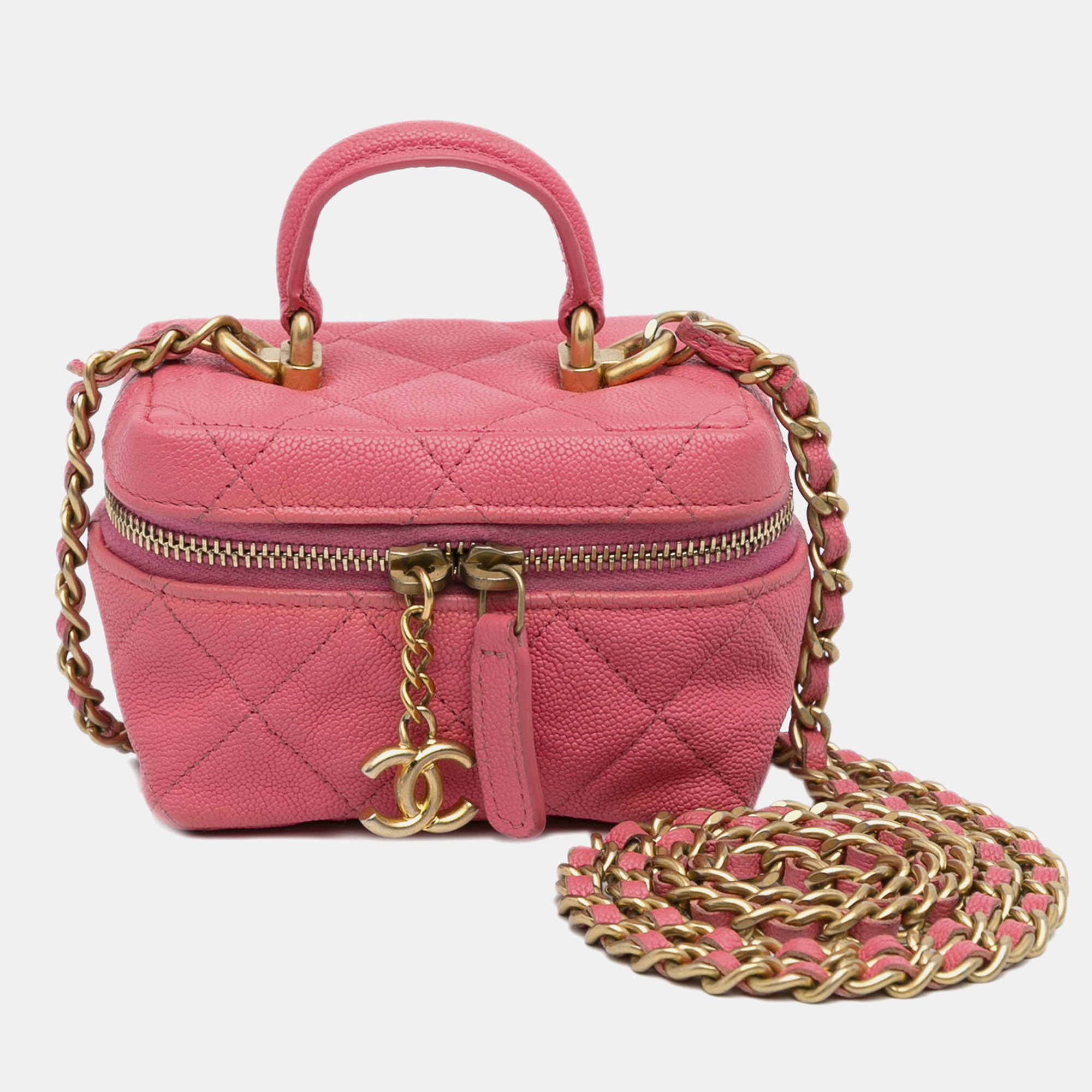 

Chanel Pink Micro Caviar Chain Vanity Bag