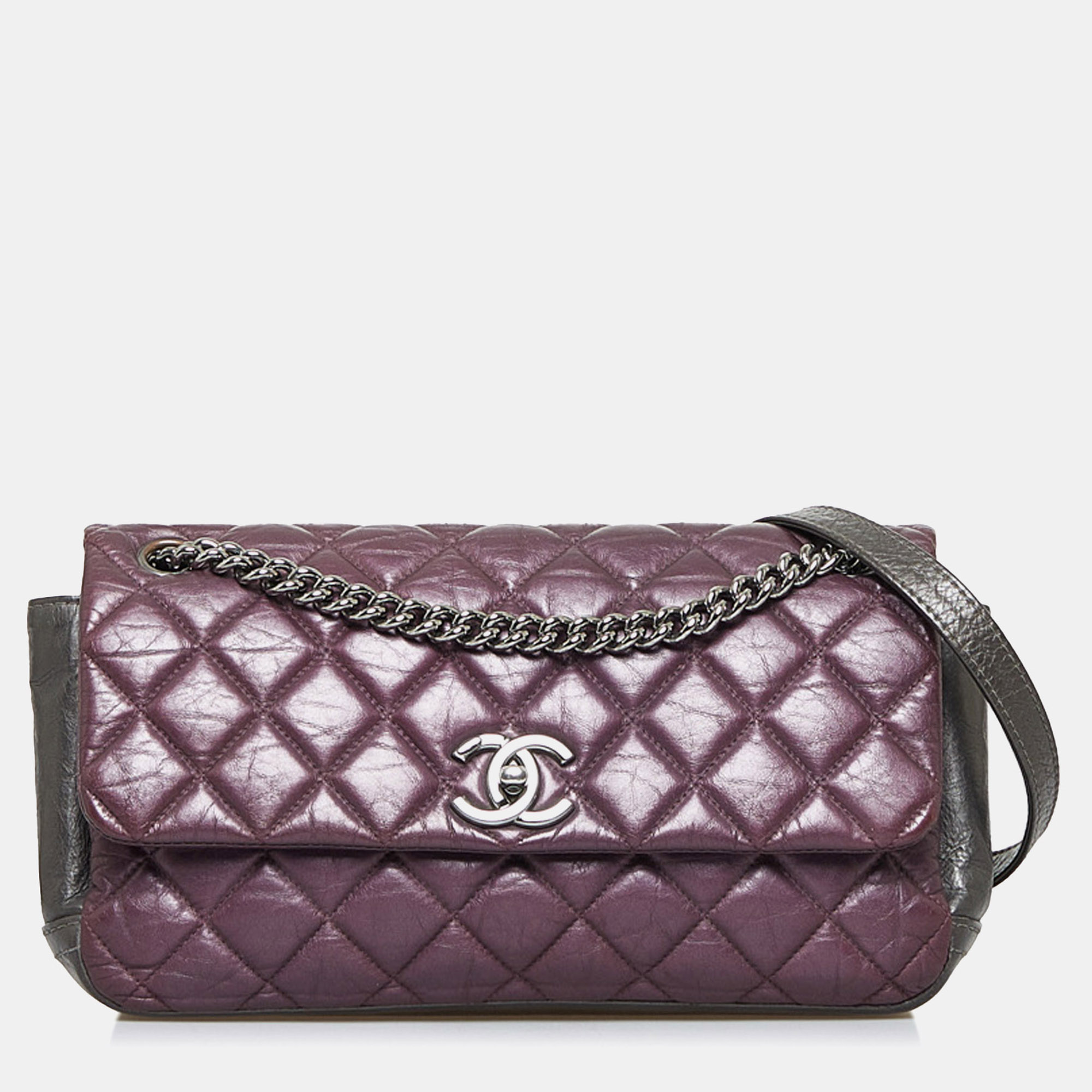 

Chanel Purple Glazed Matelasse Portobello Flap Bag