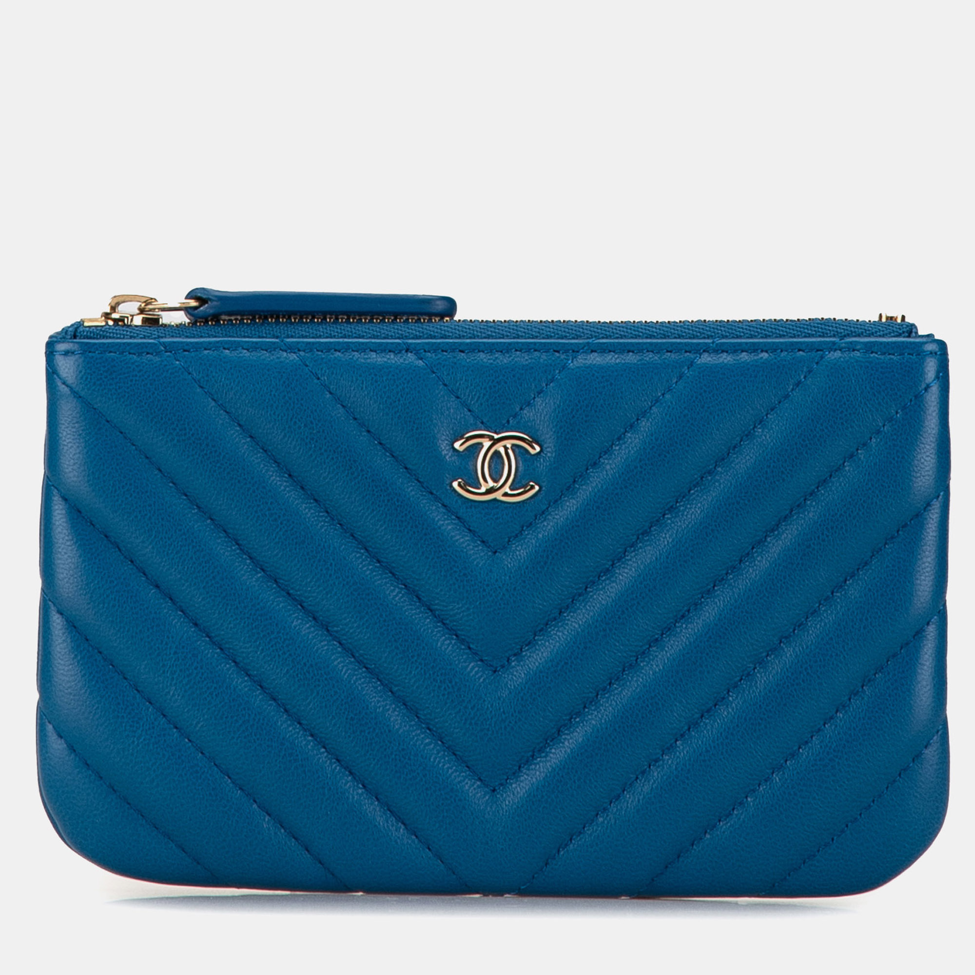 

Chanel Blue Chevron Lambskin O Case Pouch