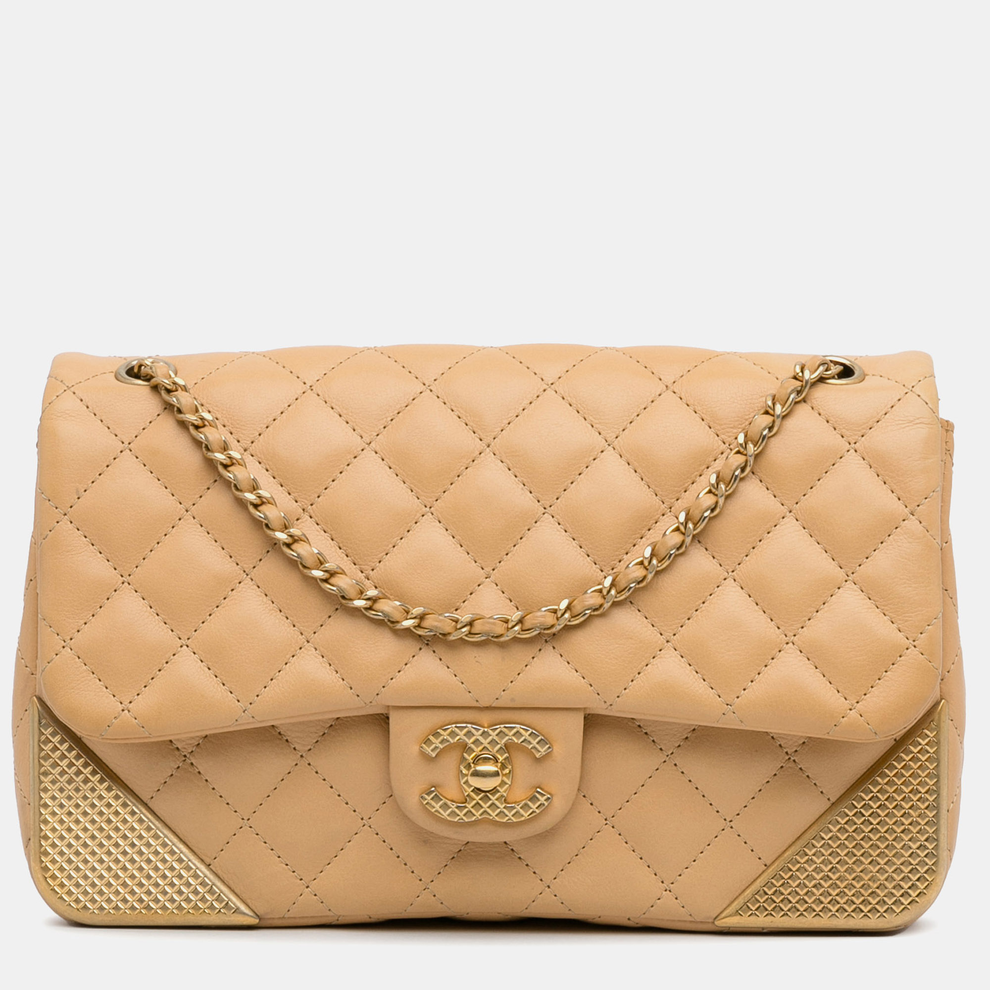 

Chanel Yellow Medium Classic Lambskin Metal Edge Shoulder Bag