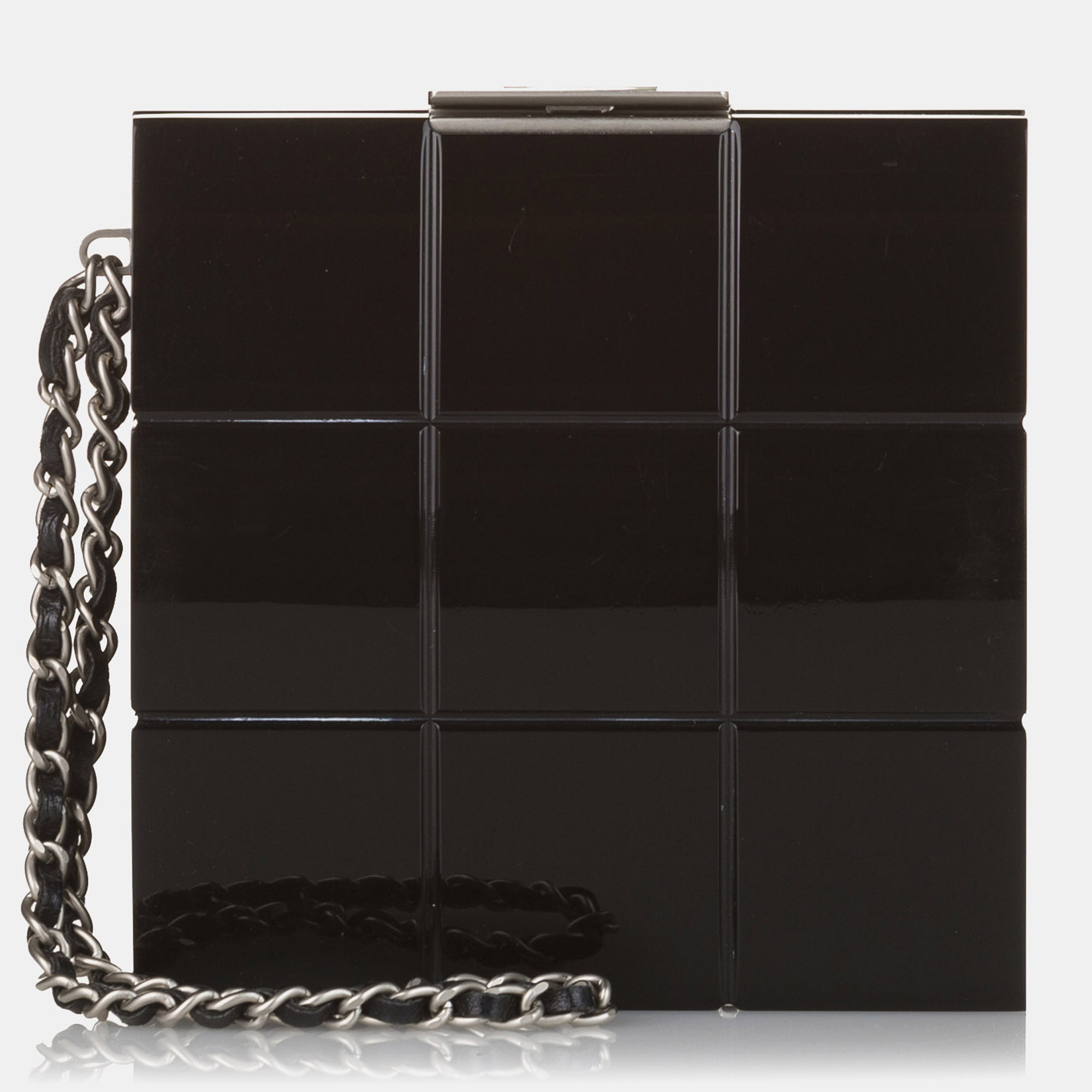 

Chanel Black Choco Bar Lucite Perspex Clutch