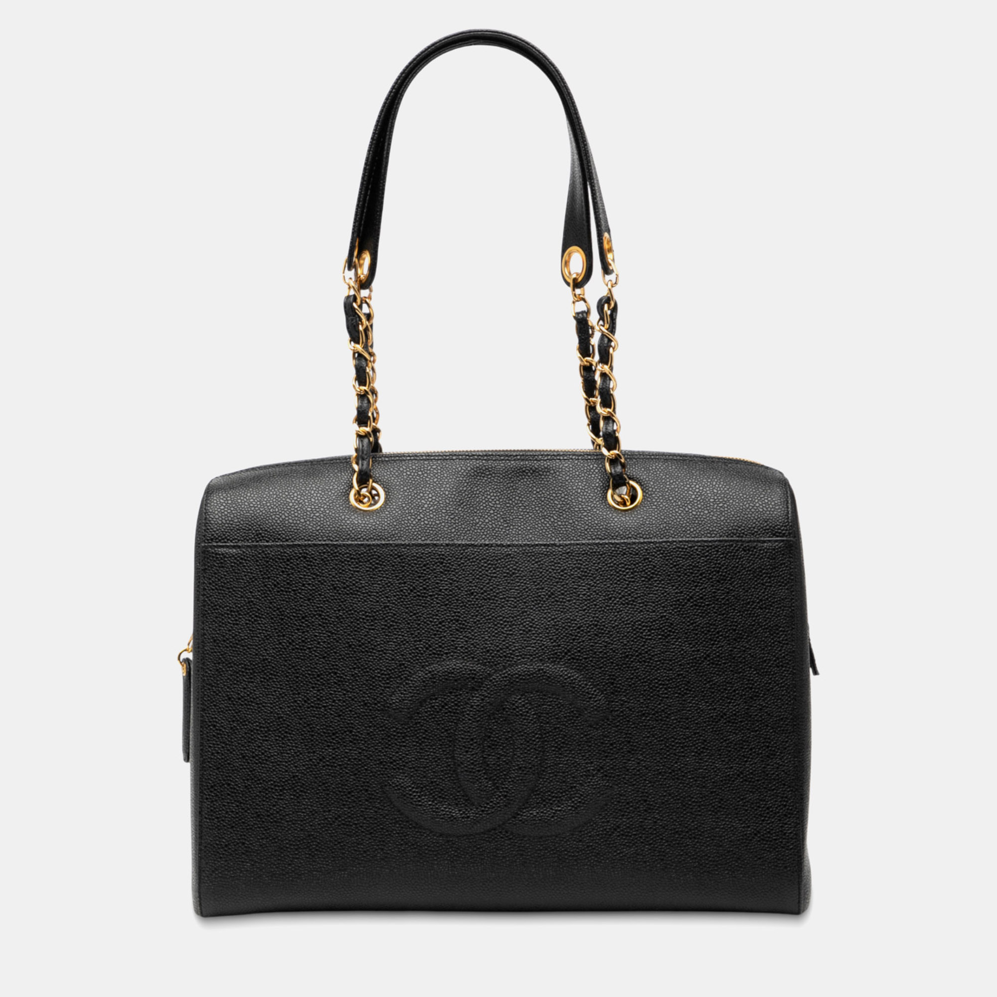 

Chanel Black CC Caviar Front Pocket Chain Tote