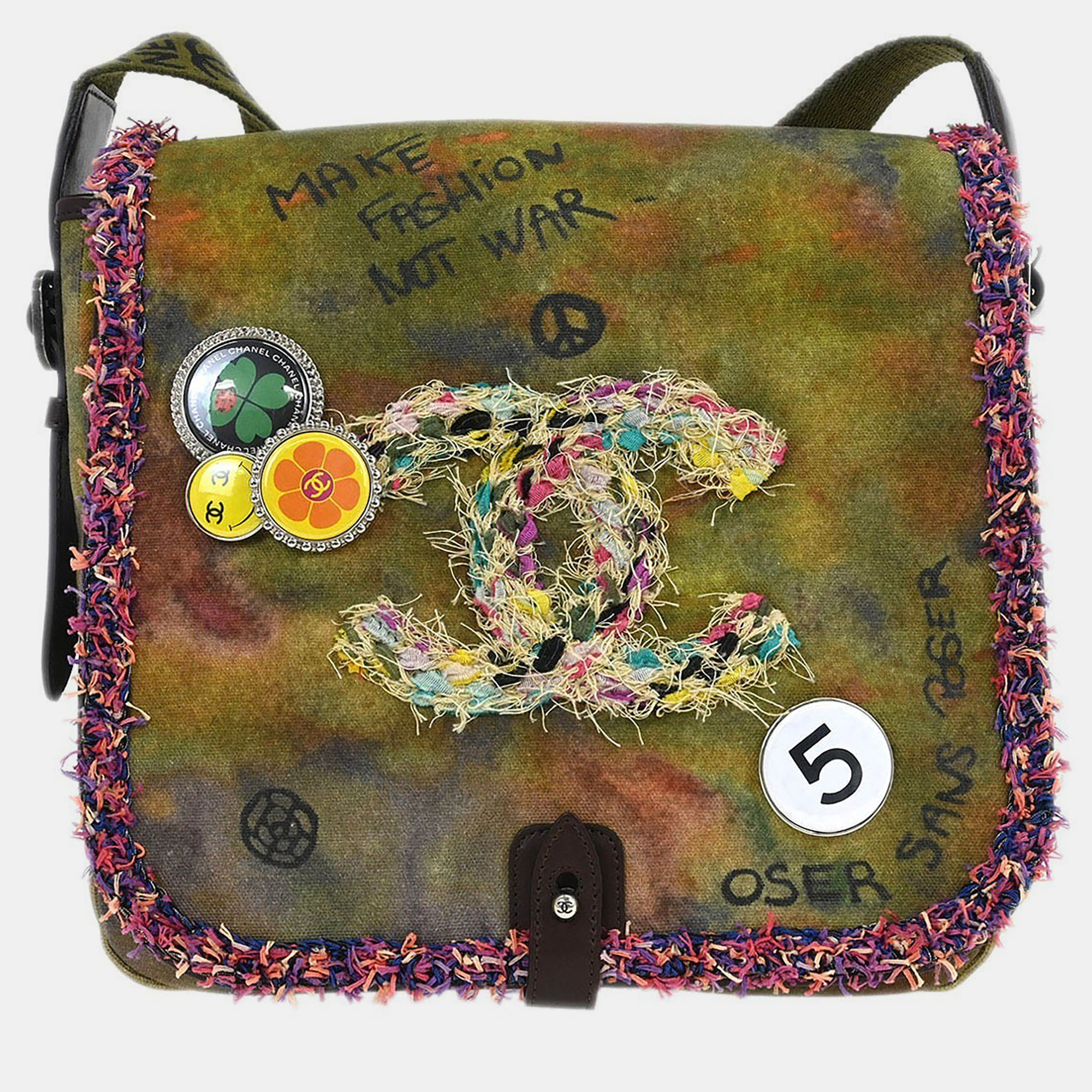 

Chanel Khaki Canvas Graffiti On The Pavements Shoulder Bag, Brown