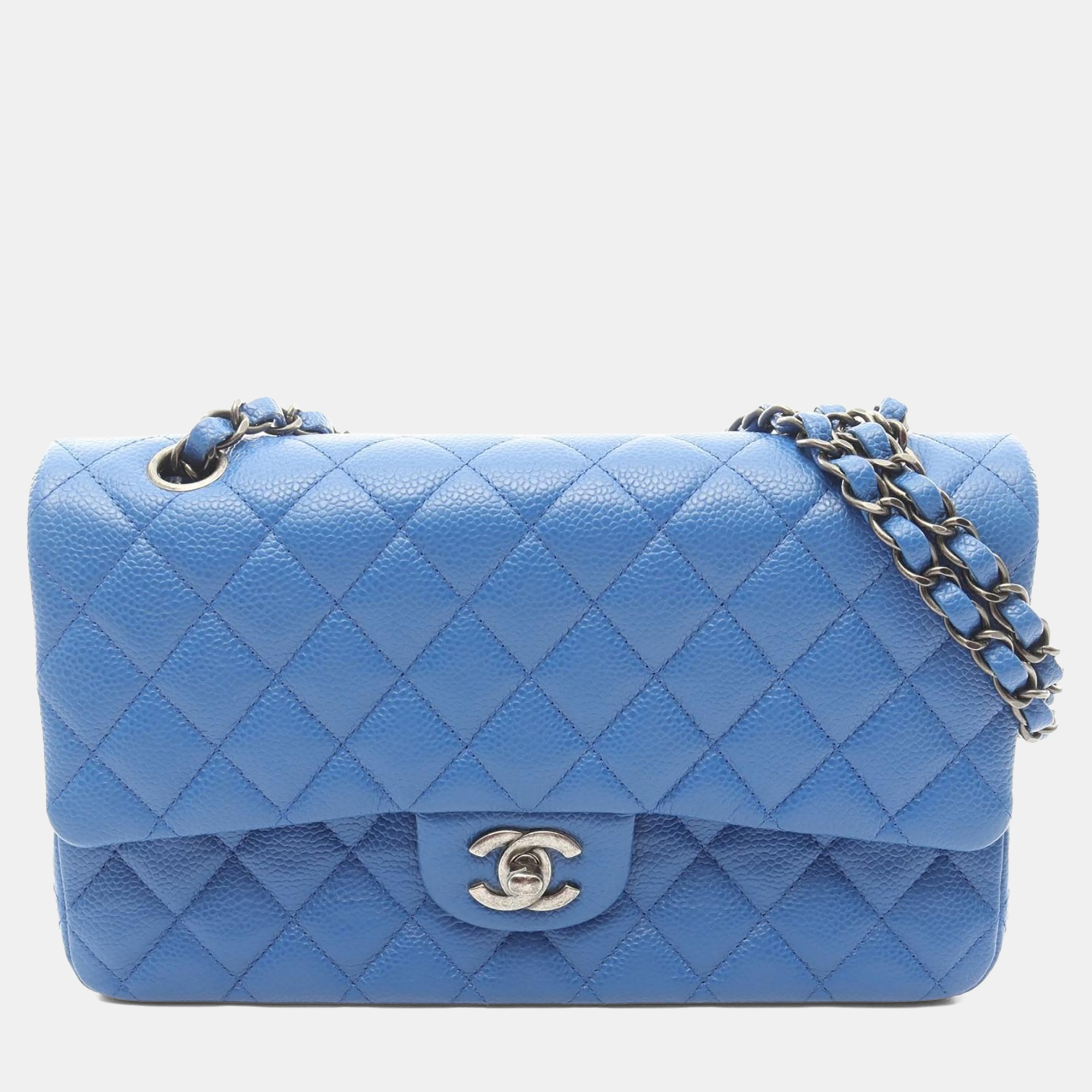 

Chanel Classic Double Flap Medium Blue Leather Shoulder Bag