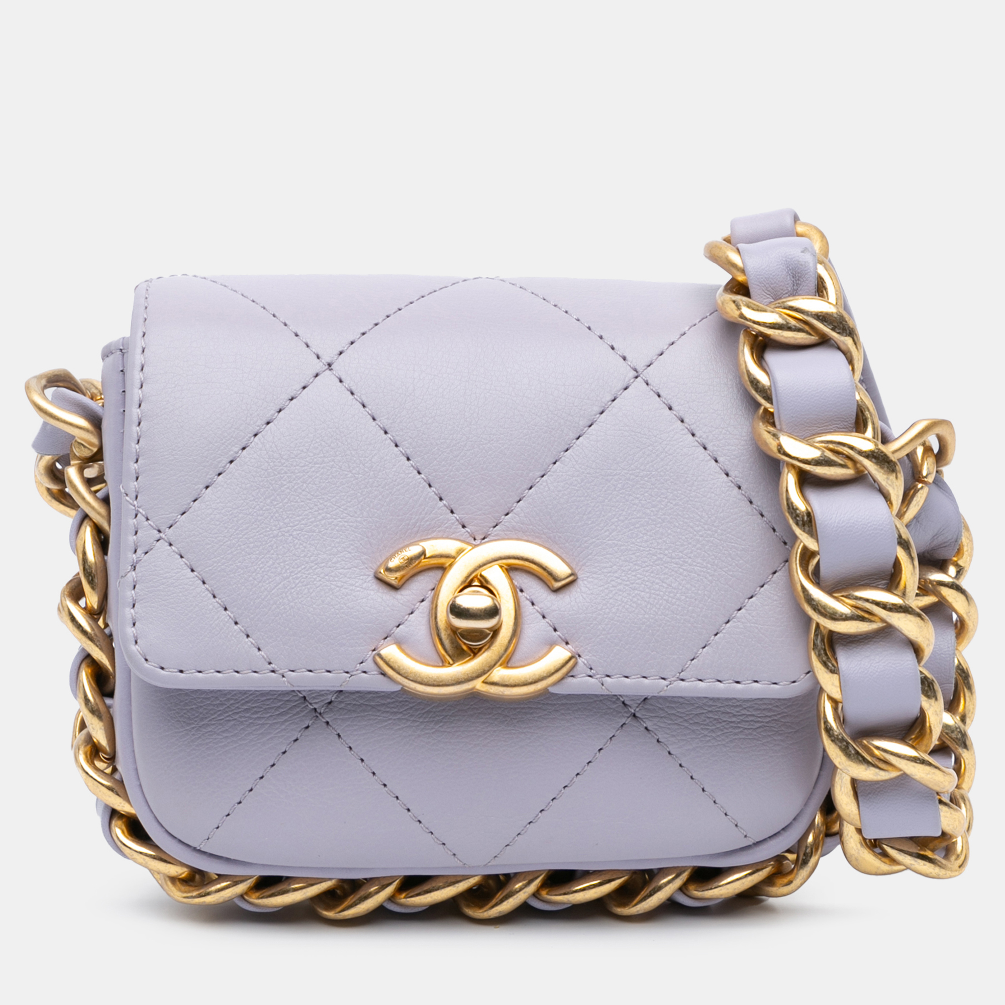 

Chanel Purple Mini Quilted Calfskin Framing Chain Flap