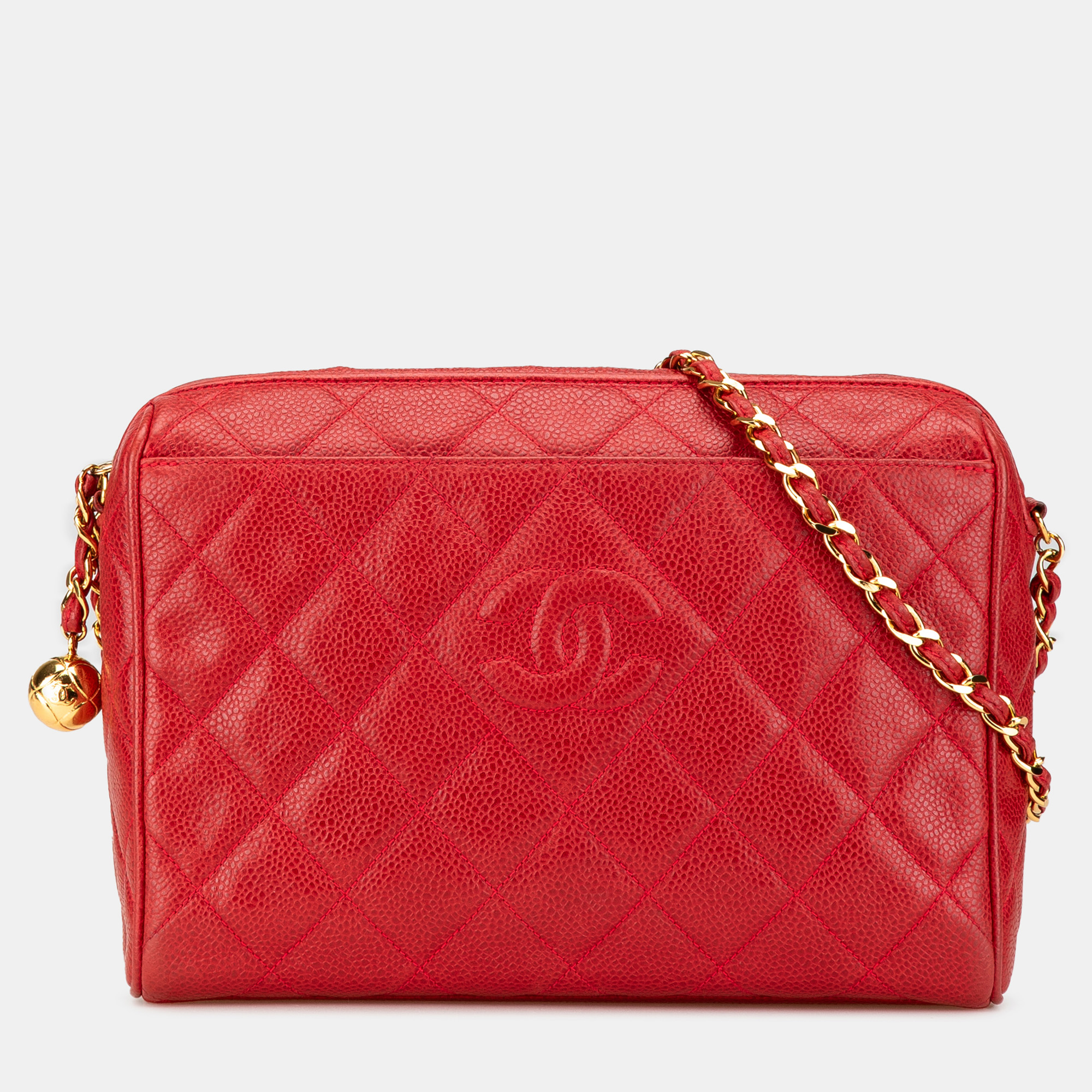 

Chanel Red CC Quilted Caviar Chain Camera Bag