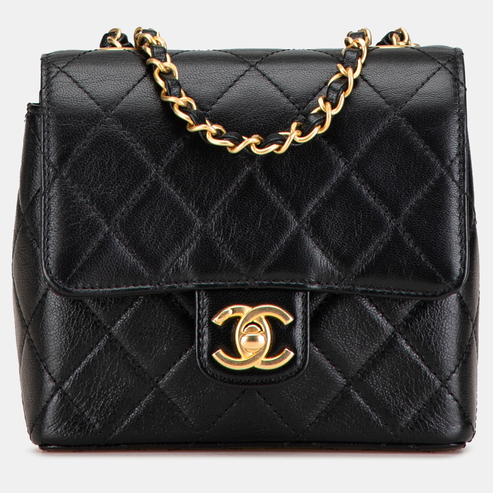 

Chanel Black Mini Square Classic Goatskin Single Flap