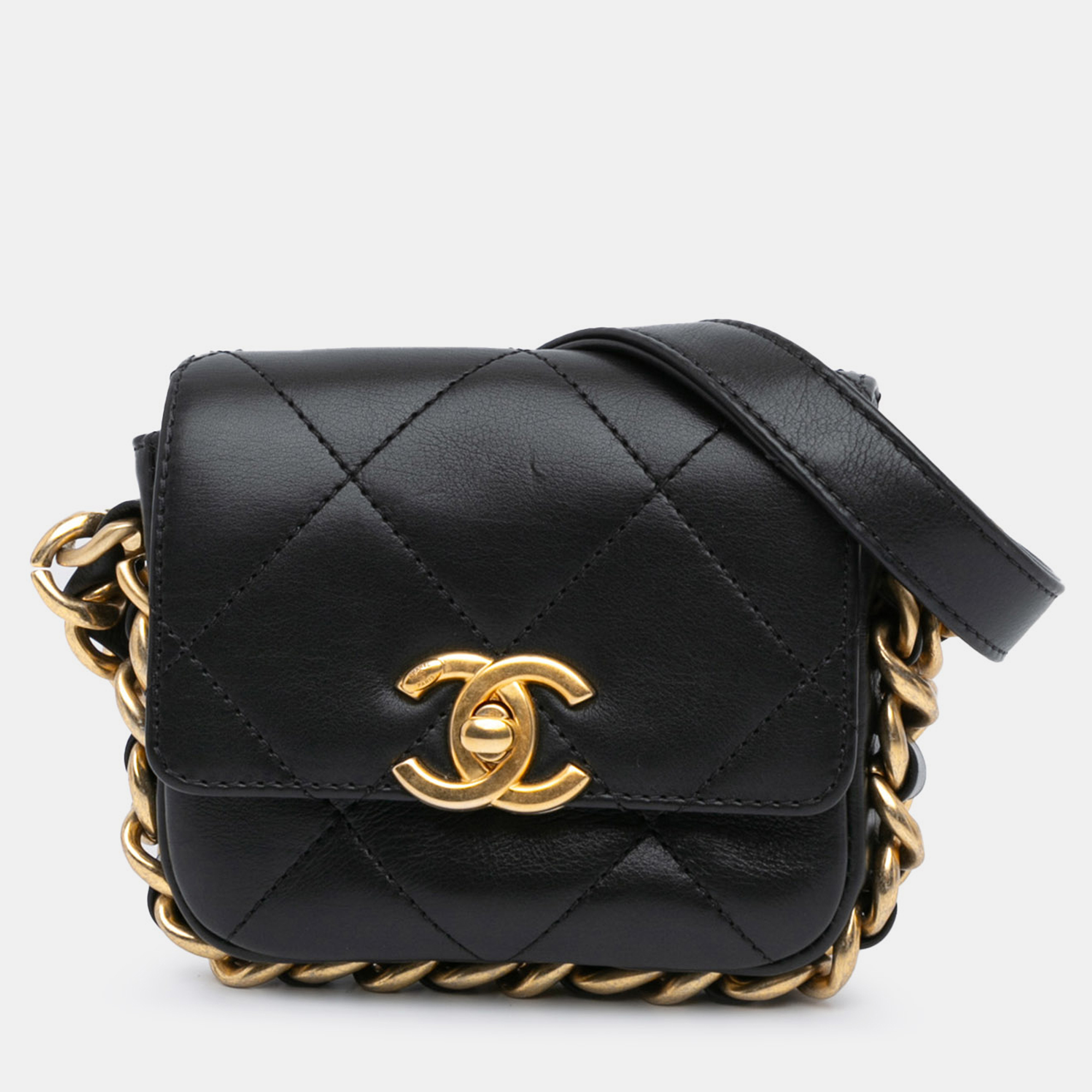 

Chanel Black Mini Quilted Calfskin Framing Chain Flap