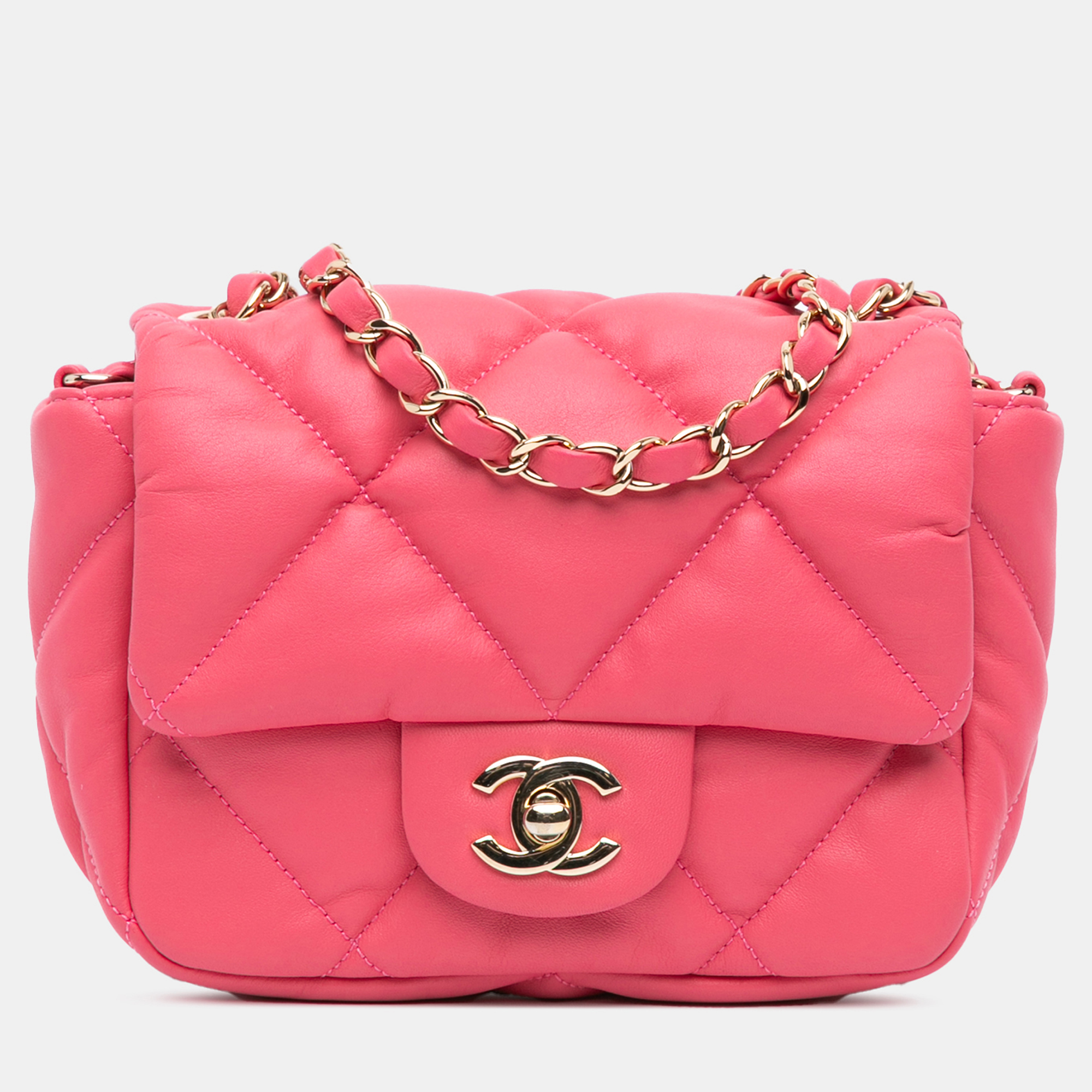 

Chanel Pink Mini Quilted Calfskin Bubbly Flap