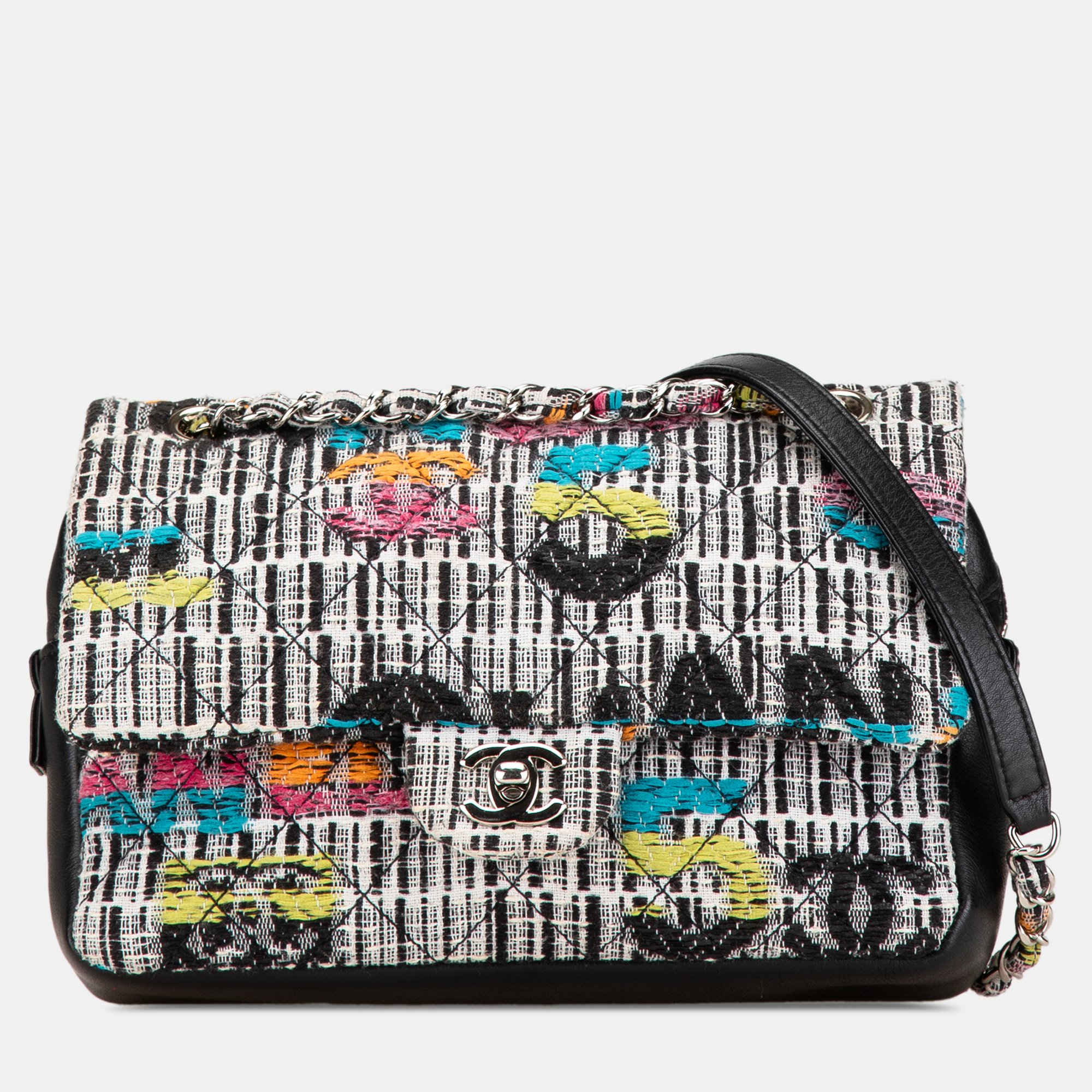 

Chanel White Quilted Tweed Fantasy Easy Flap